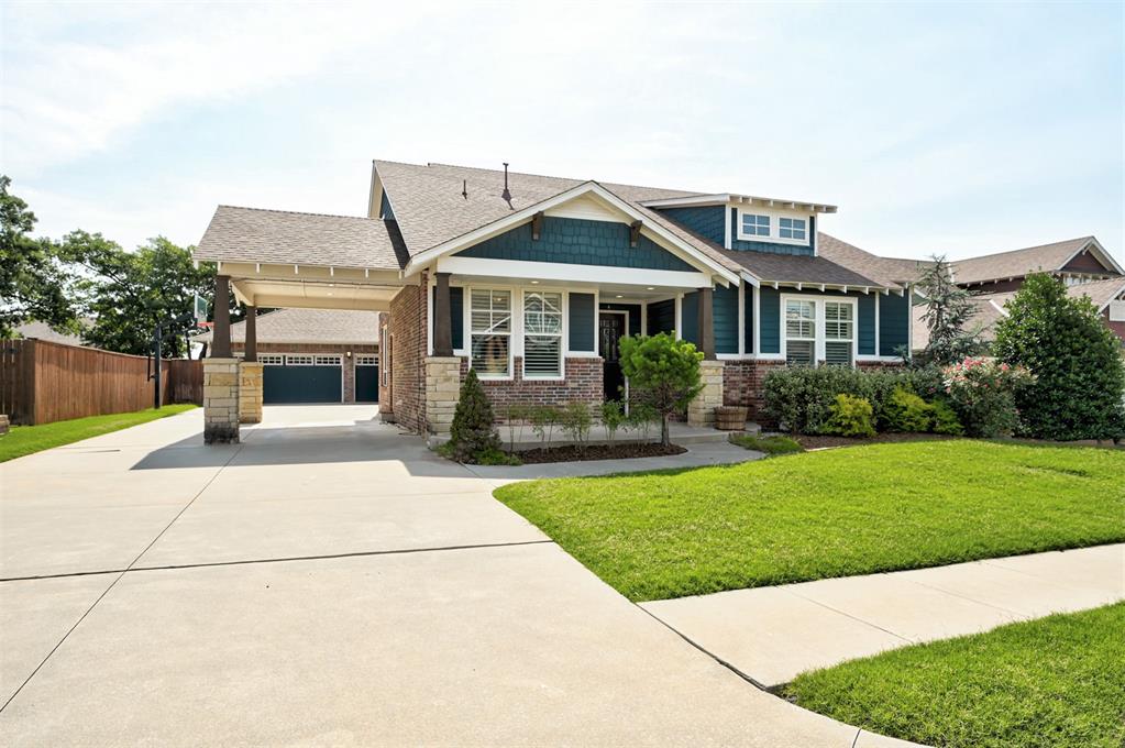 Welcome to this stunning custom-built McCaleb Craftsman-style home — a rare opportunity to own one of the only Lewis floorplans in the neighborhood! This thoughtfully designed home features beautiful hardwood floors, an open-concept layout, and timeless architectural details not found in newer builds.Step inside to a spacious living area with stone fireplace, shiplap accents, and classic Craftsman/farmhouse-style trim throughout. The chef’s kitchen  includes a large center island with sink, ample cabinet space, walk-in pantry, and a charming farmhouse sink.
Upstairs, you’ll find a HUGE bonus room with a private guest suite, perfect for visitors, a playroom, or a home office. Three of the bedrooms include walk-in closets, and the walk-out attic provides tons of additional storage for seasonal items. Additional features include:Updated lighting in all bathrooms,Quartz countertops and built-in cabinets in the laundry room with folding space. Custom Roman shades & wood shutters on front-facing windows, expanded driveway/portico for extra parking and play space, and storm shelter in the 3-car garage area. Optional access to the Residence Club, Fitness Center, Rec Room & Resort-Style Pool available for just $499/year.
Don’t miss your chance to own this unique, move-in-ready home with both character and convenience!