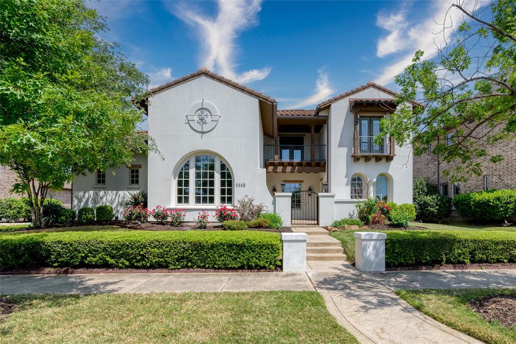 Welcome to luxury living in the heart of Frisco! Nestled inside the prestigious guard-gated Newman Village, this stunning Mediterranean-style home offers the perfect blend of elegance, comfort, and unbeatable location. With a charming front courtyard, a covered back patio, and spacious interior living, this home is designed for both relaxation and entertaining. Step inside to discover a thoughtfully designed floorplan featuring two bedrooms downstairs and two upstairs, each with its own ensuite bathroom. The home boasts two spacious living areas, a media room, a dedicated home office, and two convenient half baths for guests. The gourmet kitchen is a dream, with high-end finishes, a large walk-in pantry, and seamless flow into the main living spaces. You'll also love the generous laundry room and upstairs balcony—perfect for morning coffee or evening relaxing. Enjoy easy access to top-tier amenities including a community swimming pool, tennis courts, walking and jogging trails, a park, playground, and full time guarded gate security. Located within the highly acclaimed Frisco ISD, and just minutes from grocery stores, shopping, dining, Major League Soccer fields, hospitals, the public library, and the Dallas North Tollway, this home puts everything you need right at your fingertips. Whether you're hosting, relaxing, or exploring everything Frisco has to offer, this is the lifestyle upgrade you've been waiting for.