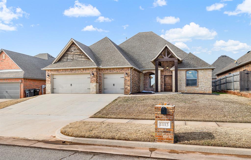 $5,000 Toward BUYER Closing Costs! Creative finance options available - contact listing agent. This immaculate 2,800+ sq ft home offers you everything you could want. The open concept first floor presents you with a dedicated formal dining space, a gas fireplace, high end cabinetry and custom vent hood over the brand new gas range, new dishwasher and ovens, large island, walk-in pantry, and high-end fixtures, not to mention the hardwoods throughout & tons of natural light! The downstairs primary is spacious with tall ceilings, as well as a massive ensuite with a walk-in shower and jetted soaker tub. The remaining bedrooms are all generously sized with large closets. The mud room & laundry space has ample cabinetry, countertop space, and has plumbing ready for a sink to be installed! Upstairs you have a large space that could be used as a 4th bedroom, office, media room, or flex/bonus space. The upstairs area also has an attached full bathroom and closet. The oversized 3-car garage has a built-in storm shelter. The backyard has a large covered patio area and has a gas line ready to hook up your grill! This home is what you've been waiting for...schedule your private showing before it's too late!