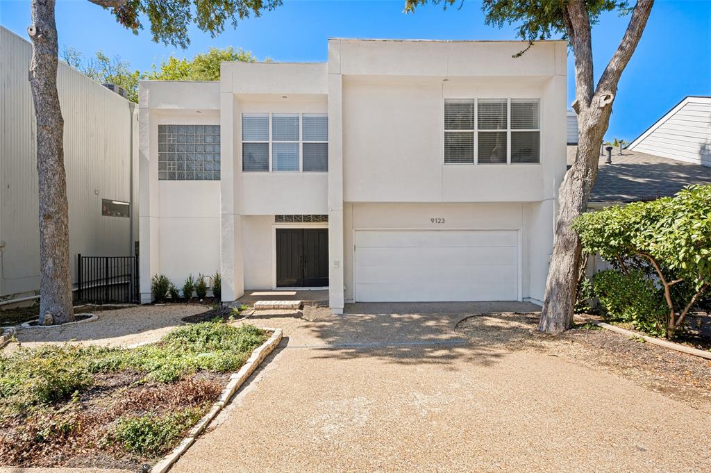 Striking soft-contemporary home filled with abundant windows and natural light, recently updated with beautiful luxury vinyl flooring and a fully remodeled kitchen. Set on a heavily treed, creek-side lot, the home offers a serene, private setting.  The spacious living room features a soaring ceiling and a wall of windows overlooking the terrace and wooded creek. The remodeled kitchen showcases gorgeous quartz countertops, abundant cabinetry, a gas cooktop, and stainless appliances. Upstairs, three bedrooms each include walk-in closets and large windows with beautiful tree-top views; an open study or second living area provides flexible extra space.  Roof replaced in 2025.  Convenient to Love Field, downtown Dallas, Preston Center, the Dallas Tollway, shopping, and restaurants.