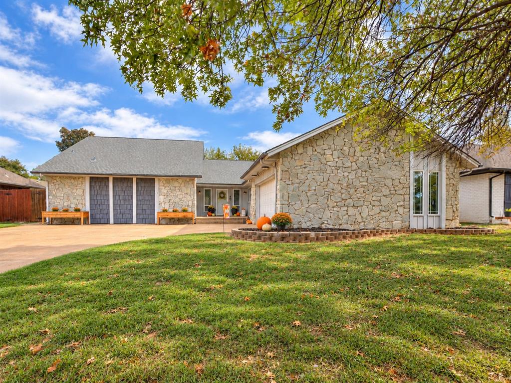 COZY, LODGE-INSPIRED RANCH WITH RUSTIC CHARACTER just 3 minutes from Lake Hefner! What a location! Enjoy nearby restaurants, Bluff Creek Park, The Greens and Quail Creek golf courses and country club. And the setting is just as charming! Tucked away on a quiet cul-de-sac street with beautiful, tree-lined neighborhood roads.Inside, the cozy living room greets you with vaulted ceilings, beautiful wood accents, a stunning wood-burning stone fireplace, dining area and a charming entertainer's wet bar! The updated kitchen is full of personality with NEW quartz countertops, double ovens, dishwasher, fresh paint, abundant natural light, a casual dining space and backyard access.The private primary suite is tucked away at the back of the home with its own patio and hot tub! Secondary bedrooms are generously sized, and the beautifully remodeled guest bathroom offers a spa-like feel with new flooring, quartz countertops and updated fixtures.OUTDOOR LIVING! The spacious backyard patio features multiple seating areas and a central fireplace, perfect for gathering on those gorgeous fall evenings! A large storage building offers plenty of room for tools, toys and extras.MORE TO LOVE! Hard-surface flooring throughout, HVAC replaced in 2019, newer garage water heater and a 2-car garage finished with reclaimed wood for a fun man-cave feel! Plus, the HOA includes a neighborhood pool!A home full of character, a beautiful neighborhood setting and a desirable location that's hard to beat!