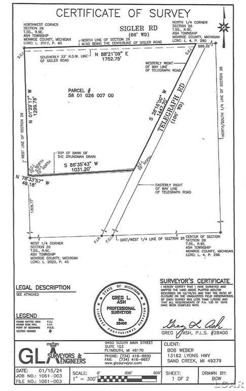 Great location in area of heavy trucking,transportation hub. Master planned Multi Use ag/commercial. Telegraph Rd. 275/75 main corridor w/ easy access to all major routes.1 mile north of 275 Exit 2. Rare 1400 +- ft. Telegraph frontage. Level site,excellent boundaries. Corners on Sigler Rd w/1700 ft frontage. 2 miles to New Ford industrial park. New survey. Acreage can be divided, large parcel controls excluding 2.2 acres for house and outbuildings per survey. Currently income producing. Agent is seller.