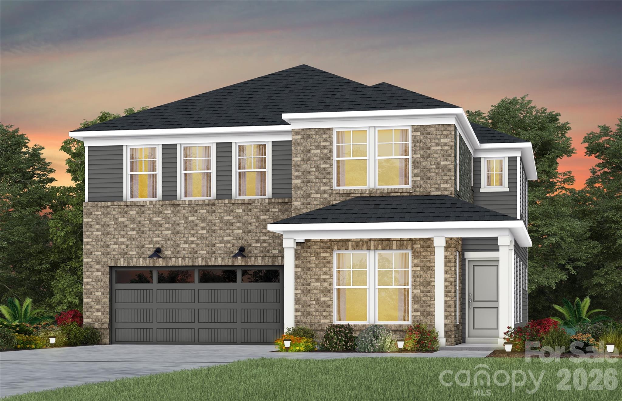 Popular Leyton plan!  This great home features a gourmet kitchen with 42" white perimeter cabinetry, upgraded natural wood kitchen island with additional storage and walk-in pantry.  Spacious light filled cafe. Private planning center office off cafe.  Gathering room has great natural light and full tile fireplace.  First floor guest suite.  Sunroom is open to cafe and gathering room, making this an entertainers dream.  Second floor owner's suite has tray ceiling and spacious sitting room and owner's bath features an oversized full tile spa shower with dual shower heads and full bench seat and separate closets.  Secondary bedrooms are a great size and spacious second floor loft.  Rear deck and private home site