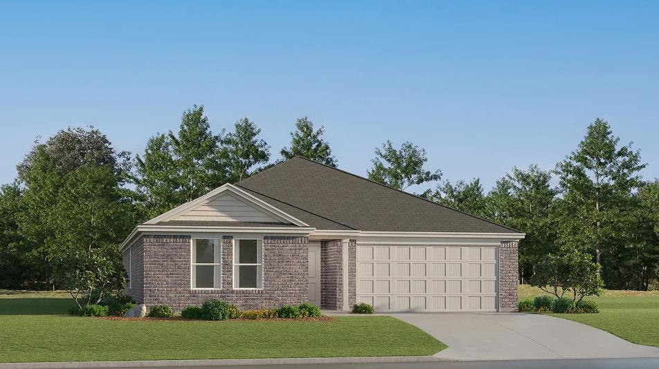 Lennar Gehrig Plan -This home is still under construction, with an expected closing date of 12/24/26. Welcome Home to this single-story beauty with a sprawling 1732 sq ft of light, bright and open living. Upon entering, you'll notice A large foyer and find three of your secondary bedrooms and a full-sized bathroom.  The owner's suite is located at the rear of the home to enjoy some privacy and is complete with an en-suite bathroom and large walk-in closet. The heart of the home is found in your gorgeous open-concept kitchen, dining and living room with easy access to your rear yard for all your entertaining needs. Stainless steel kitchen appliances plus washer, dryer, refrigerator and a garage door opener included. 6 ft Privacy fence with sprinkler system included! Prices, dimensions and features may vary and are subject to change. Photos are for illustrative purposes only.