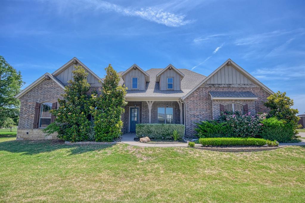 This one has it all!!! Elegance & functionality abound! Beautiful open living space with large island, including a breakfast bar AND a formal dining room. Plantation shutters add to the elegance. Kitchen is a chefs dream with loads of prep space and ample storage, including a pantry & large utility room w/ mud bench. Primary bedroom plus two secondary bedrooms are downstairs on the main floor with 2.1 baths. Owner's suite is huge with bay windows & large ensuite spa-like bathroom, including walk-in closet & separate garden tub and roll in shower. Upstairs is a large game/flex room AND 4th bedroom with full bath. Side-entry two car garage PLUS and added 3rd-car garage. Additional concrete pad & lovely wood pergola added to beautiful patio overlooking 1/2 acre & large fenced backyard. Landrun has a community pool & beckons you for a little taste of the country inside a friendly atmosphere. Easy access to I-35 & I-44 Turnpike.