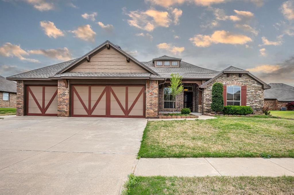 Enjoy peaceful lake views right from your backyard in this beautifully maintained home located in the desirable Moore School District. Lot size is 0.24 Acre. The first floor features upgraded wood flooring throughout and a spacious split floor plan that includes a dedicated STUDY—ideal for working from home. Upstairs offers additional living space with a full bath. The home also includes an in-ground STORM SHELTER in the garage and a rare tandem 4-CAR_GARAGE providing ample storage or parking space.  NEW ROOF. Conveniently located near shopping, dining, and major highways, this home offers comfort, functionality, and an unbeatable setting.