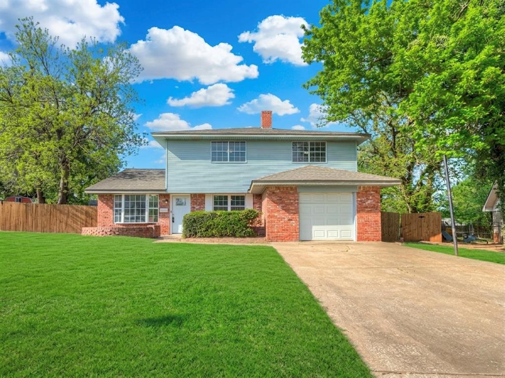 Welcome to this beautifully maintained 4-bedroom, 2-bathroom home offering over 2,000 sq/ft of living space on nearly a half-acre lot! Perfectly designed for comfort and function, this home has room for everyone with 2 living rooms and 2 dining areas to spread out and enjoy. As you step inside, you’re greeted by a bright and open living room featuring wood-like flooring that flows throughout the downstairs and large windows that fill the home with natural light. The second living room offers a warm, cozy feel with a charming fireplace as the focal point, ideal for relaxing evenings. The spacious kitchen is a dream with abundant counter space, updated cabinetry, stainless steel appliances, and a window above the sink overlooking the backyard. Each of the four bedrooms is generously sized, and the remodeled downstairs bathroom boasts a stunning tiled walk-in shower. Throughout the home, you’ll also find lots of storage space to keep everything organized and out of sight. Fresh paint and plentiful windows create a light and welcoming atmosphere. Outside, the expansive backyard (Almost half acre lot) is a highlight of the property—providing endless possibilities for entertaining, a future playground, pool, or simply room for kids and pets to run and play. With its great layout, modern updates, ample storage, and quick access to Tinker Air Force Base, this home is the perfect blend of space, comfort, and convenience. Don’t miss your chance to make this move-in ready home yours!