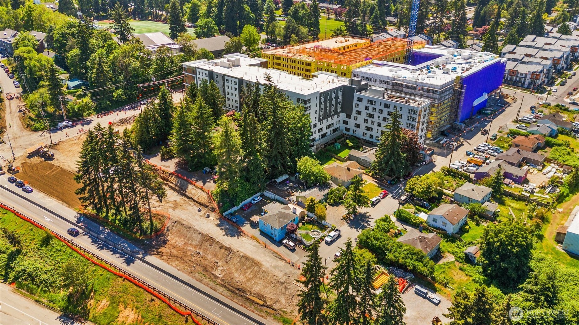 6 Parcel Assemblage on MUR-70 Zoned land. Total of 42,936 s/f directly across I-5 145th Lightrail station. Preliminary massing study shows room for 293 units.