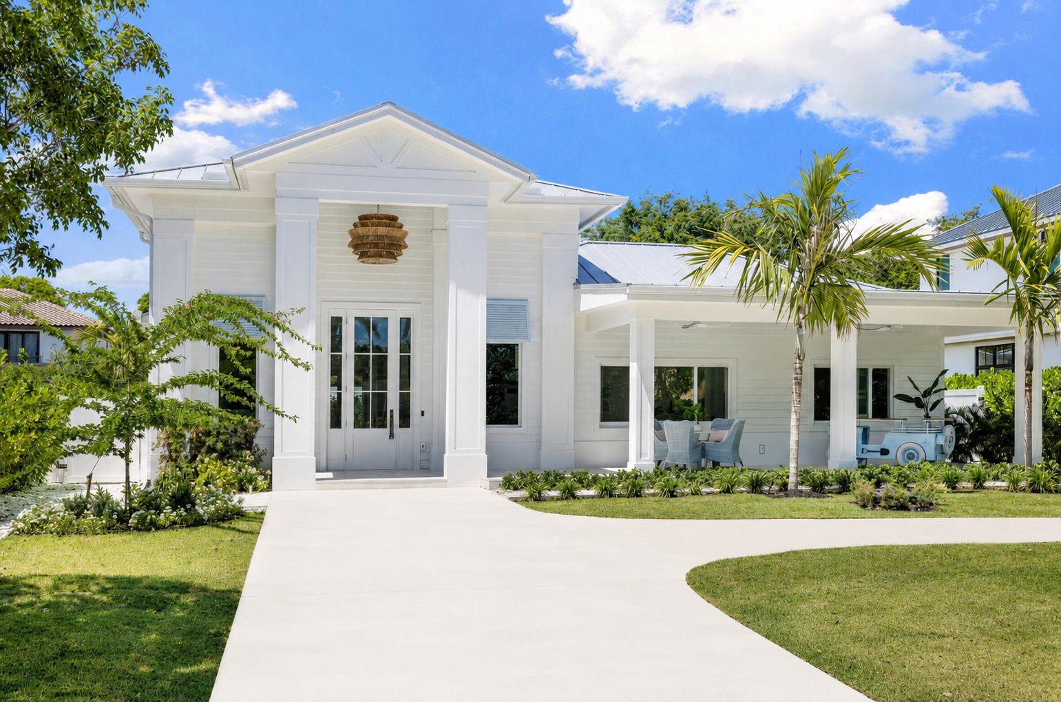Welcome to The Palm House, a stunning new-construction residence in the heart of Old Naples, where timeless coastal charm meets sophisticated luxury. Crafted with the finest materials and exceptional attention to detail throughout, this four-bedroom, three-bath home offers beautifully designed living spaces created for both refined everyday living and effortless entertaining.  A private casita/guest house provides an exceptional retreat for visiting family and friends, complete with a thoughtfully designed morning bar and evening cocktail area-the perfect setting for leisurely mornings or cocktails at sunset.  Ideally located in one of Naples' most coveted neighborhoods, The Palm House places you moments from the beach, boutiques, acclaimed dining, galleries, and the vibrant energy of downtown Naples. Seamless indoor-outdoor living, an inviting atmosphere, and impeccable craftsmanship capture the quintessential Old Naples lifestyle.  Located in an X500 flood zone. A rare opportunity to own a newly constructed, impeccably crafted residence with a private guest retreat in one of Naples' most desirable locations.