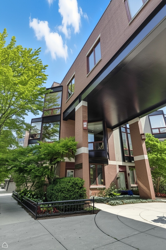This bright and spacious 4-bedroom plus den, 3-bathroom corner unit townhome is a rare find in the heart of West Loop-offering the space, comfort, and feel of a single-family home, with the convenience of city living. Situated on a quiet street, this unique home features angled picture windows that bring in incredible natural light throughout the day. The thoughtful floor plan spans four levels, with hardwood floors throughout, carpet runners on the stairs, and a warm, welcoming feel the moment you step inside. Upon entry, the foyer leads to a spacious guest suite or private office with a full bath-perfect for visitors or remote work. The attached two-car garage offers the convenience of single-family living with the ease of a managed community. Upstairs, the second floor offers a wide, open living and dining space with built-in shelving and an entertainment center. The updated kitchen features stainless steel appliances, island seating, and a charming breakfast nook surrounded by tree-lined windows.  On the third floor, the primary suite includes a walk-in closet and ensuite bathroom. Across the hall, you'll find two more bedrooms, a full bath, and a cozy sitting area-perfect for a reading corner or play space. The crown jewel is the top-level den with a beverage center and access to a massive private rooftop deck. With breathtaking skyline views and ample room for outdoor dining and entertaining, this space is a showstopper for summer nights and morning sunrises alike. Corner townhomes like this rarely come to market. With multiple living areas, great natural light, and an unbeatable location close to parks, restaurants, and everything West Loop has to offer-this home is truly something special.
