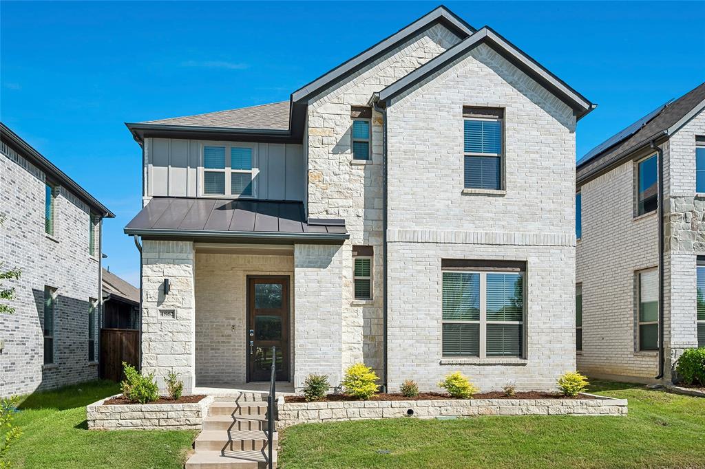 Welcome to this stunning modern home that feels much larger than its 2,855 square feet, offering an exceptional blend of style, comfort, and low-maintenance living in a prime Fairview location. The light-filled main living area features an open-concept design with soaring 10-foot ceilings, engineered hardwood flooring, and abundant windows that create an inviting atmosphere throughout. At the heart of the home, the beautifully appointed kitchen flows seamlessly into the spacious dining area and family room, where a sleek electric fireplace serves as a stylish focal point for everyday living and entertaining. A private study on the main level, complete with French door entry and tranquil greenbelt views, provides the perfect work-from-home environment. Secluded on the main level, the primary suite offers a peaceful retreat with a generous walk-in closet and a bright, spa-inspired ensuite bath. Upstairs, you'll find an abundance of additional living space, including a large game room, adjoining media room, two spacious secondary bedrooms, and a full bath. The covered patio and concrete walkway extending from front to back, offer a comfortable outdoor living space with virtually no maintenance. The rear-entry two-car garage features durable epoxy flooring and an additional 9' x 8' storage area. Directly across from the home, a beautiful greenbelt-park providing the feel of an expansive yard, complete with fantastic playground equipment and open space to enjoy—without the upkeep. Ideally situated just minutes from historic downtown McKinney, The Village at Allen, The Shops at Fairview, and the highly anticipated Sunset Amphitheater currently under construction, this exceptional home offers the perfect combination of location, lifestyle, and modern design.