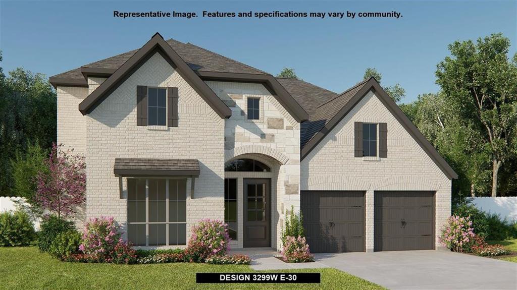 Grand two-story entry features circular staircase. Home office with French doors. Two-story family room with a wood mantel fireplace opens to the island kitchen and morning area. Kitchen offers a large pantry, 5-burner gas cooktop and Butler's pantry. Downstairs primary suite has curved wall of windows. Primary bath with a double vanity, garden tub and separate glass-enclosed shower. Lots of shelf space in the primary closet. Upstairs hosts a game room and an adjoining media room. Extended covered backyard patio. Mud room just off the three-car garage.
