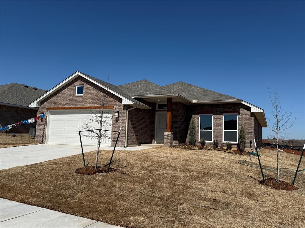 This home comes with everything you will need plus it includes an extra FLEX SPACE. Your TV room, work space, or hobby space overlooks your backyard and any clutter can be hidden behind the custom barn doors. The large open living area will be a great gathering space, and the ornate gas log fireplace will provide the perfect ambiance. The kitchen will be polished off with led undercabinet lighting, stainless steel appliances and quartz countertops. The location and size of the primary suite makes this home a popular choice because it overlooks your backyard and has an absolutely wonderful en-suite with a doorless corner shower, soaking tub, dual raised vanity and a generous closet. Residents of Bellatona love the playground the community has as well as its close proximity to all things OKC metro. Short distance to the University of Oklahoma, Lake Thunderbird, Sooner Mall, I-35 and so much more. This home comes standard with warranties. So many reasons to learn more about our homes and why to live in our Bellatona community!