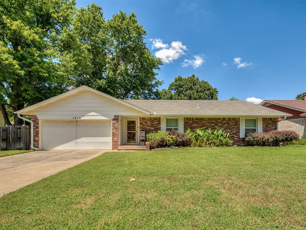 Home Sweet Norman! This adorable home is just what you've been waiting for, featuring three spacious bedrooms, two bathrooms, and a two car garage. Upon entering you will love the sizable living room with a cozy brick fire place and hearth, surround sound, built ins, and a sliding glass door to the patio. The kitchen is well equipped and offers plenty of cabinets and counter prep space! The bedrooms are well appointed and offer their own closets with additional storage! The primary bedroom features a private on suite with open vanity and private shower/toilet area AND two closets! Great fenced backyard! New Roof and Guttering to be put on mid August 2025! Storage Throughout and Indoor Utility Room! Garage Storm Shelter