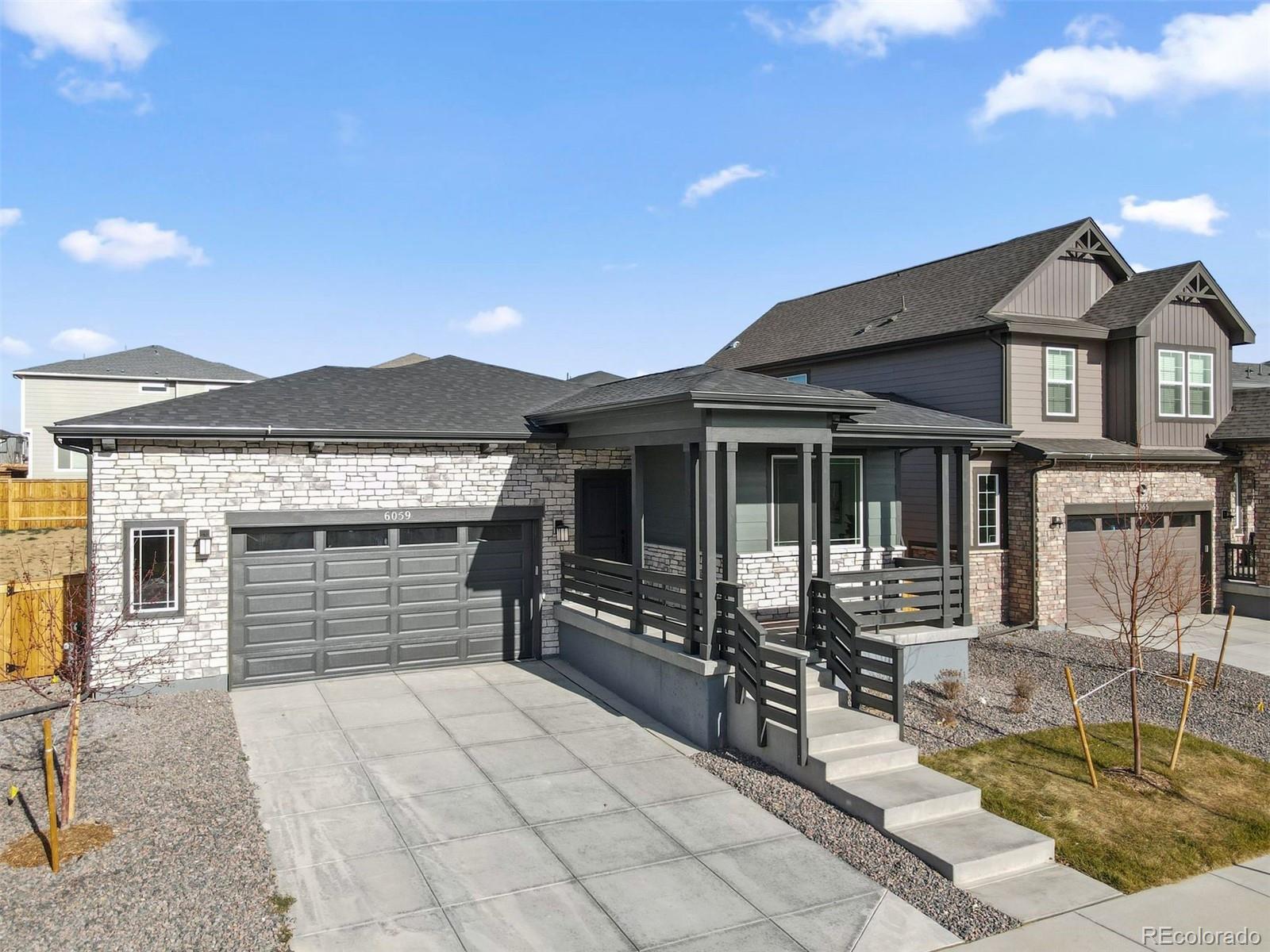 Welcome to this stunning prairie-style ranch home blending timeless architecture with modern comfort. Set in a quiet neighborhood with a small-town feel, this home features a warm cottage exterior, oversized 2-car garage, and a welcoming open foyer that sets the tone for a bright, spacious interior.Enjoy an open-concept layout with sleek quartz countertops, white easy-clean cabinetry, and a full-height gray vertical subway tile backsplash in the kitchen. The stainless steel appliances, including a gas range, add both style and functionality.A built-in bench at the mudroom offers practical entryway storage, while matte black hardware throughout adds a sophisticated touch. The primary suite features a spa-like bath with floor-to-ceiling tiled shower and dual sinks. The secondary bath includes a convenient tub/shower combo.Downstairs, basement includes a versatile pocket office, perfect for remote work or hobbies, and there's still room to expand with an unfinished area for storage or future customization.Outside, enjoy a low-maintenance backyard complete with a retaining wall for decorative landscaping. The community features expansive green spaces, a playground, picnic tables, shaded areas, BBQ grills, and walking paths.Conveniently located just minutes from shopping, dining, entertainment, and outdoor recreation, with easy access to I-76, E-470, and a quick 30-minute drive to both DIA and downtown Denver.