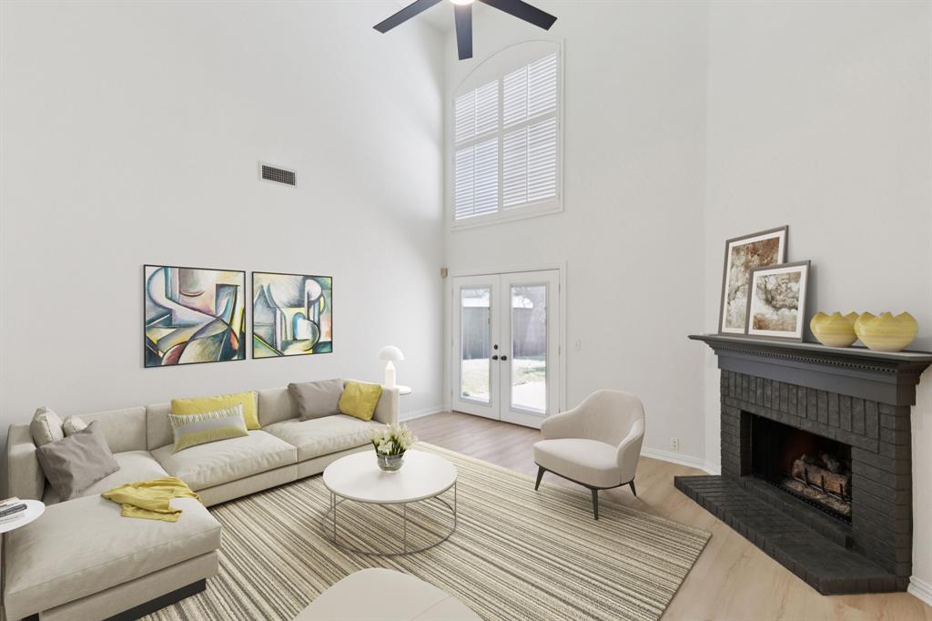 This move-in ready home offers an exceptional value in West Plano, set within the desirable Parkview neighborhood surrounded by mature trees and a private community pool. Recent improvements include updated WINDOWS,  HVAC system, and a replaced FENCE, adding peace of mind alongside comfort and efficiency. Inside, soaring ceilings and abundant natural light highlight the living room anchored by a cozy gas fireplace. The interior is freshly painted with new wood-look plank flooring downstairs, bright white kitchen cabinetry, and new carpet upstairs, creating a clean modern look. On the first floor, an over 350 square-foot primary suite provides a private retreat with a spa-inspired bath and a generous walk-in closet. Upstairs, three spacious bedrooms with dedicated closets share a dual-sink full bath and are complemented by a large game room that easily serves as a second living area, office, gym, playroom, or media room, along with an upstairs laundry for convenience. Ideally located near H-E-B, shopping, dining, DART rail access, and schools in the extraordinary Plano West ISD, this home combines thoughtful updates, flexible spaces, and an outstanding West Plano location. Pictures are virtually staged