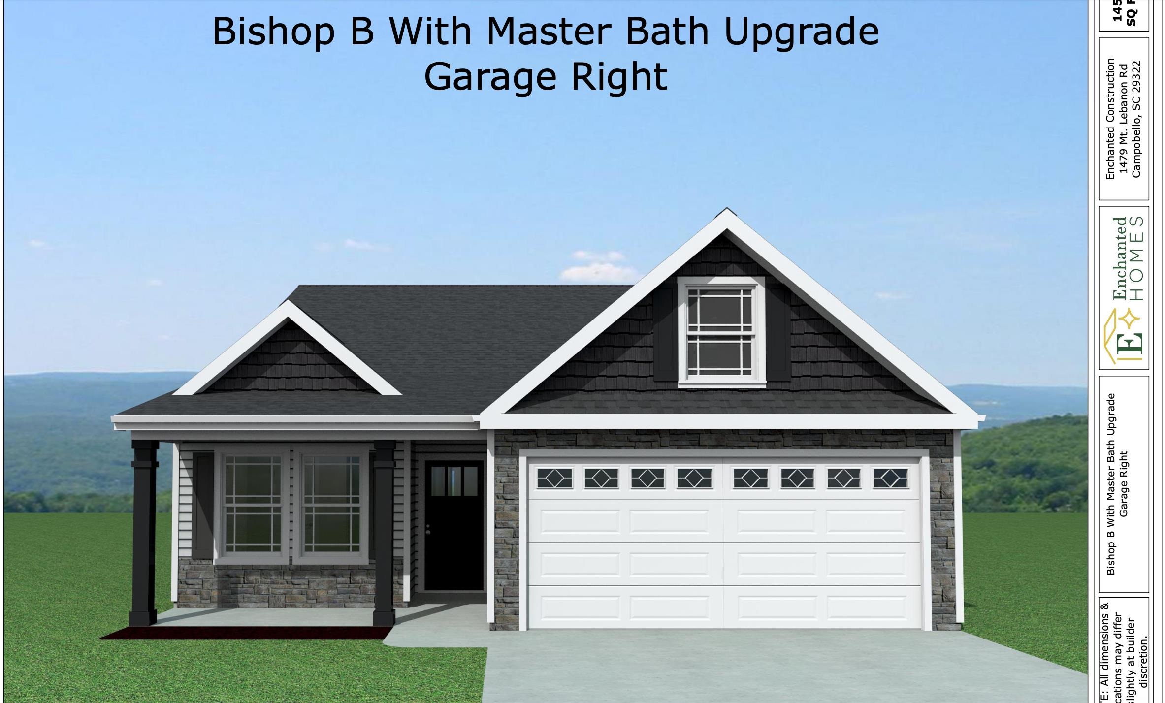 The BISHOP plan (Lot 30) has a spacious open living area and study. Granite countertops, crown molding with rope lighting, and many more features included. Master bath upgrade to include double vanity and garden tub in addition to walk-in shower.  12' X 12' Covered patio overlooks the private yard.  30-year architectural shingles, site-built construction, and a 10 year limited warranty are included to give you peace of mind.  Closing cost or upgrades incentives available when working with a preferred lender and attorney!!   *Virtual tour reflects same house plan, not exact house.
