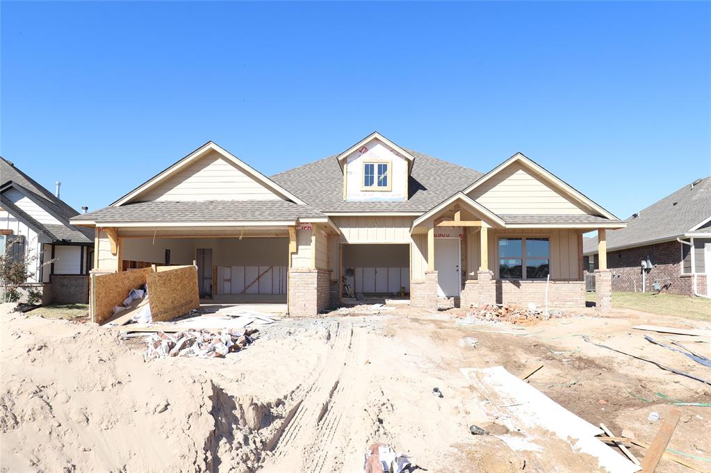 This Shiloh floor plan offers 2,220 Sqft of total living space, which includes 1,950 Sqft of indoor living space and 270 Sqft of outdoor living space. There is also a 625 Sqft three car garage with a storm shelter installed. At Homes by Taber, we include a storm shelter in every home because safety is not an option. This home offers 4 bedrooms, 2 full bathrooms, 2 covered patios, and a utility room. The great room features a luxurious coffered ceiling with a ceiling fan, a stacked stone surround gas fireplace, large 7’ windows, rocker switches throughout, wood-look tile, and Cat6 wiring! The up-scale kitchen has stainless steel appliances, custom-built cabinets to the ceiling with under cabinet lighting and cabinet hardware throughout, a large center island featuring a trash can pullout, stunning pendant lighting, a large corner pantry, and attractive tile backsplash. The primary suite features a sloped ceiling detail, a ceiling fan, our cozy carpet finish, and two HUGE walk-in closets. The primary bath has a European walk-in shower, a free-standing tub, a private water closet, modern tile flooring, and separate vanities with framed mirrors. The covered back patio includes a wood-burning fireplace, a gas line, and a TV hookup. Other amenities include healthy home technology, a fresh air ventilation system, a tankless water heater, R-44 and R-15 insulation, and so much more!