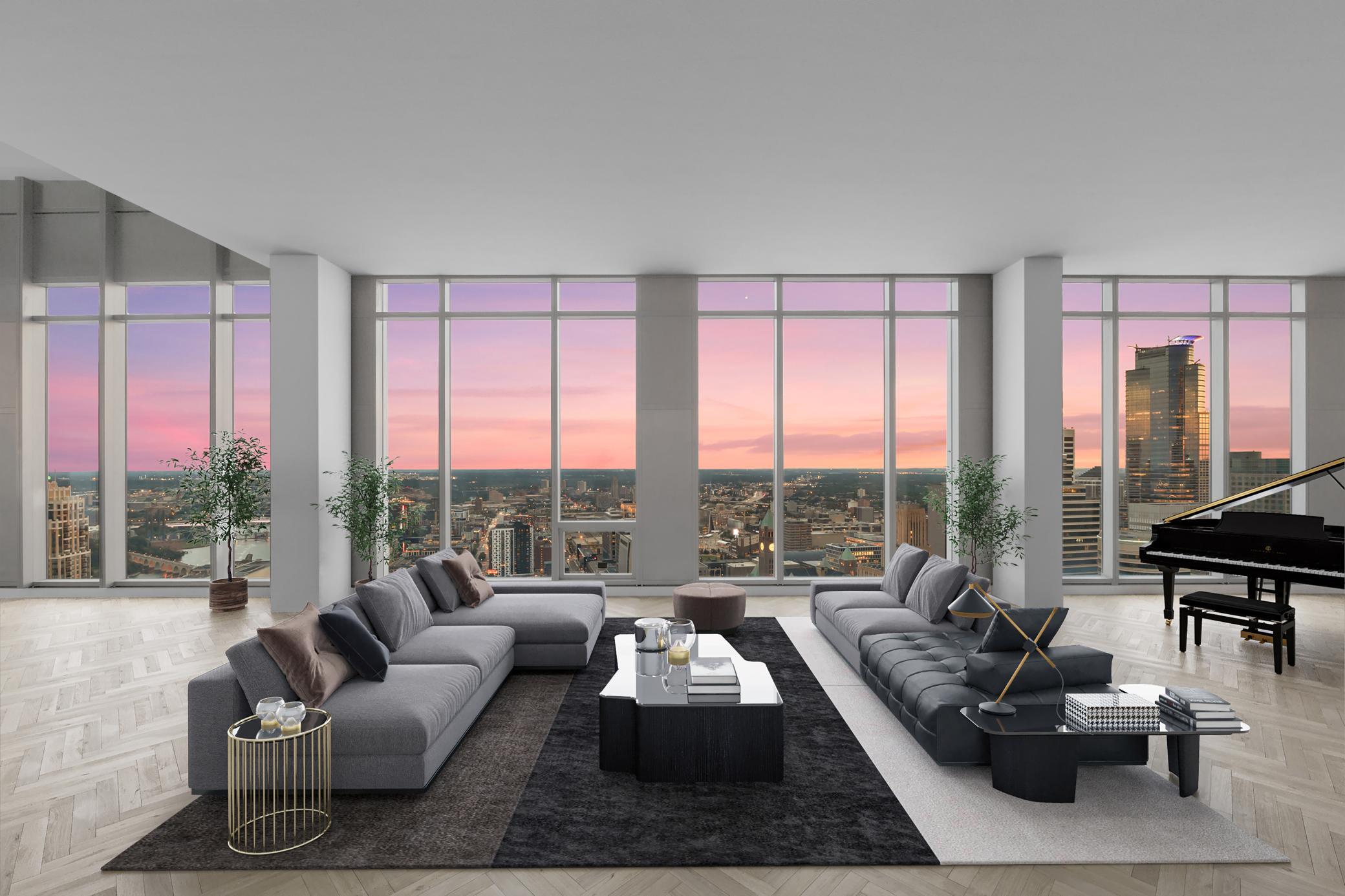 Incredibly rare opportunity to own one of the only penthouses atop the brand new Four Seasons Private Residences! One of a kind, completely customizable penthouse available at Minnesota’s only five star hotel and residence. 18 foot ceilings & floor to ceiling windows showcase panoramic river and skyline city views like no other perspective you’ve ever seen before. Includes one of the largest private outdoor terraces in the city with room to create private al fresco entertaining experiences. Penthouse is delivered as raw space allowing purchaser to design their dream urban oasis with an architect & contractor of their choice. Three secure parking spaces & premium private storage included. Four Seasons Private Residences has crafted a new standard of living with 24-hr dedicated front desk concierge team & full access to all Four Seasons Hotel amenities (spa, fitness, indoor/outdoor pools/hot tubs, 3 restaurants/bars/cafés) & opt. white glove services (housekeeping, valet, in-room dining etc).