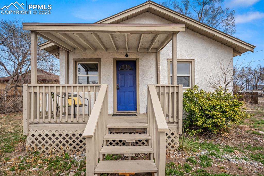 Super cute downtown bungalow is the best value by far in Colorado Springs! This right sized gem offers all of the space you need and an adorable yard with so many possibilities! It's corner lot includes off street parking, fencing, and plenty of space for gardens and planting. This home offers a great view of Cheyenne Mountain right from your own front porch! The property is also zoned R2 so there are options for the future as well. located in the Mill Street neighborhood, and just a short walk to the new Weidner Field to catch a concert or soccer game!