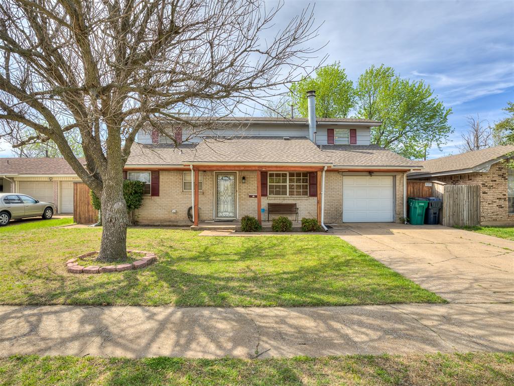 Welcome to this spacious 4-bedroom, 2-bath home offering 2 living areas in this charming two-story home. Open floor plan for living room, kitchen and dining areas.  2 Bedrooms and a bath downstairs.  Upstairs gives you a second living area with the remaining two bedrooms and bathroom.  Stainless steel appliances in the kitchen.  Recent improvements include a new roof, two new HVAC units, new laminate flooring, garage door motor replacement, and updates in the bathrooms. The property also features a cedar privacy fence and a sizable backyard with storage shed and patio space. Close proximity to OCCC and I-240 & I-44.