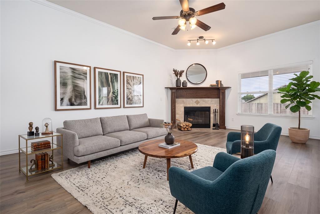 This home sits on a large corner lot in a friendly neighborhood and offers the space, comfort, and updates that make everyday living easy. The spacious living room features tall ceilings, crown molding, a fireplace, and plenty of room for family gatherings or relaxing at the end of the day. The kitchen includes stainless steel appliances and opens to the main living areas, making it easy to stay connected while preparing meals. The primary bedroom offers a private bathroom with dual sinks, a soaking tub, separate shower, and two closets for extra storage. An inside laundry room, & storm shelter add convenience and peace of mind.  Over the years, the home has been thoughtfully maintained with a  large yard that provides plenty of space for kids, pets, gardening, or weekend activities. Residents enjoy access to a neighborhood park and playground. Located only minutes from OU, Highway 9, shopping, restaurants, and Tinker Air Force Base, this home offers a great combination of neighborhood living and everyday convenience. Some photos are virtually staged