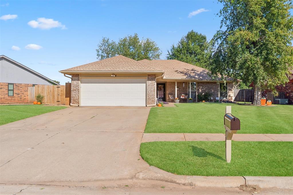 Check out this meticulously cared for family home just minutes from the heart of Edmond! This spacious 3-bedroom, 2-bathroom, brick home offers comfort, style, and convenience with a desirable neighborhood location. Close to major grocery shopping and schools.  A new roof was installed just 2 years ago and brand new carpeting and fence installed today!  With 1,740 square feet of living space and a spacious 2-car garage, this property has everything you need for modern living. All 3 bedrooms are generously sized and the master suite is a tranquil retreat, complete with an en-suite bathroom and walk-in closet. The open-concept living area creates a seamless flow between the living room, dining area, and kitchen. Perfect for entertaining guests or enjoying quality time with family. The living room features a cozy fireplace with generous bookshelves on both sides perfect for those chilly Oklahoma evenings. You'll enjoy cookouts or simply relaxing on the deck with a private fenced back yard. Don't miss the opportunity to make this charming home your own. Schedule a showing today.