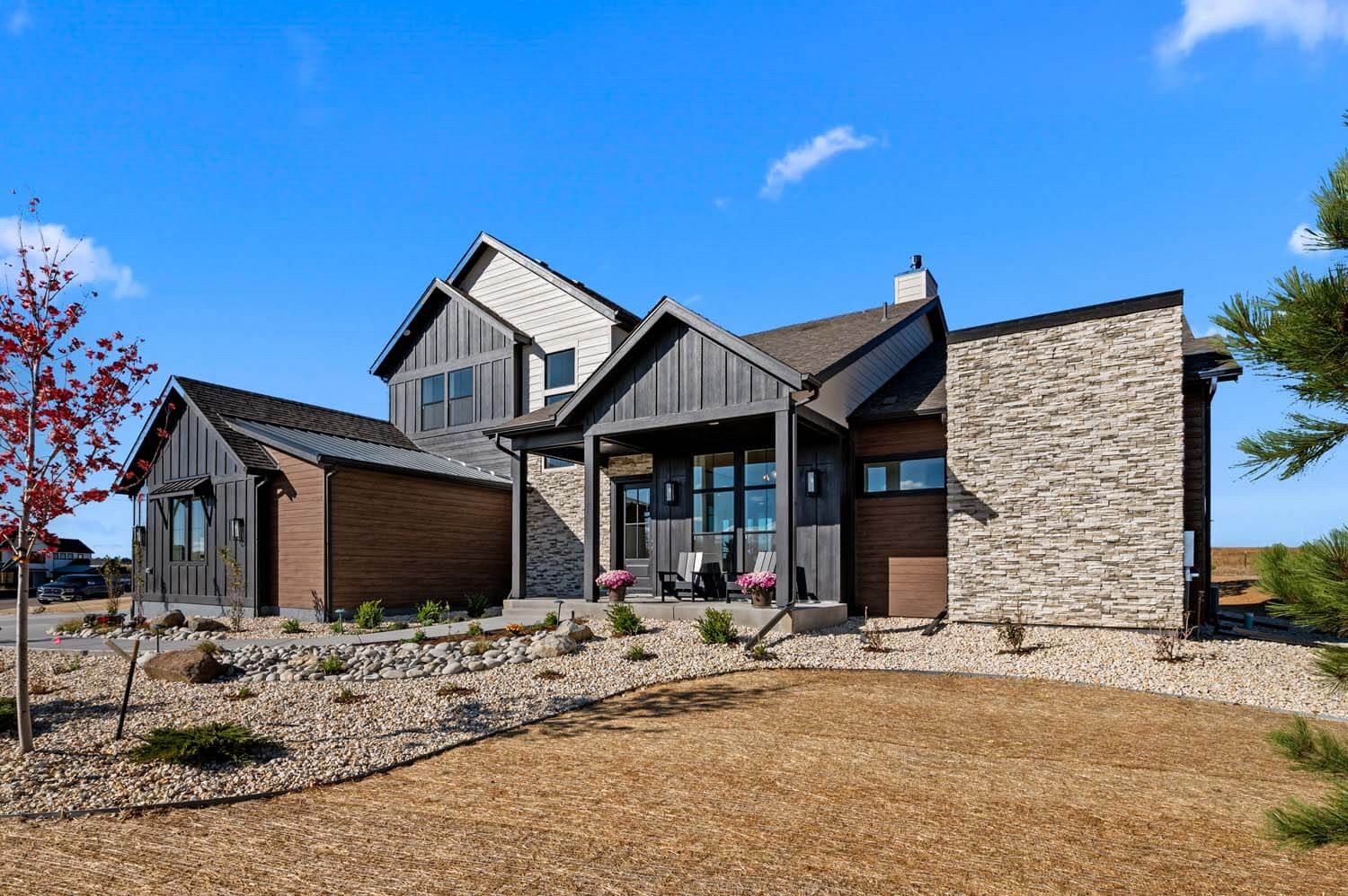 Experience modern living in The Sycamore 2 by Homefront Builders — a striking 5 bedroom, 4 bath home with over 3,100 sq ft of elevated design. Soaring ceilings, massive windows, and a bold fireplace anchor the living room, while the chef’s kitchen shines with upgraded cabinetry, quartz counters, and a show-stopping island. The primary suite is a true retreat with spa-inspired bath, freestanding tub, glass shower, and oversized walk-in closet. A dedicated office, upstairs media room, and covered outdoor living space create the perfect blend of style and functionality. With quality construction and designer finishes throughout, this is modern luxury at its finest — built with the craftsmanship Homefront Builders is known for.

Pictures are sample photos only. 1 Year Builders Warranty AND 10 year structural warranty offered. Photos are sample images. This home has not yet been started—there's still time to choose your floor plan and customize your selections! 8 Lots total to build on, ranging from 1.74 acres - 3.64 Acres. Pick your lot, Pick your plan and Pick your selections!