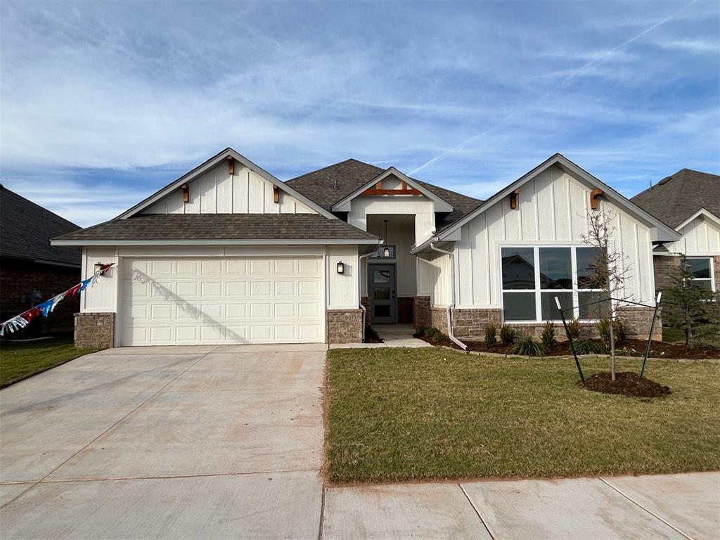 This stunning home will thrill you with it's open layout! You will see the attention to detail everywhere! Spectacular entrance with a wide barrel ceiling leads you into the large living room with beautiful stone and wood fireplace. Wood tile is in all of the main areas. The kitchen is loaded with custom cabinets, thick quartz tops, farm sink, large island, undercabinet lighting, stainless steel Samsung built-in appliances, decorative vent hood and much more! The primary bedroom is very large and leads to a beautiful en suite bathroom with walk in shower, large two sink vanity, soaker tub and enclosed toilet. The spacious primary closet opens to the utility room. Both spare bedrooms are very roomy as well! Big covered back patio. Fence included!! This home backs up to an HOA maintained common area, providing extra space and privacy. Neighborhood amenities incl a pool, large playground and clubhouse with fitness center and gathering hall!