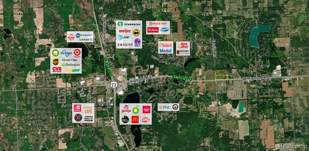 Join this growing community of&#160; Hartland with 14.06 acres available at the NEC of M-59 (Highland Road) & Fenton Road, just east of Old US-23.
Zoned CA (Conservation Agriculture) with ?exibility for future residential development. It is planned for Low Suburban Density Residential in the Future Land Use Map.
City water and sewer services currently extend to Hartland Glen Golf Course, half a mile from the site.
Located along M-59 (Highland Road), a major thoroughfare with 50,000+ vehicles per day, and nearby communities including Milford, Highland, Hartland, White Lake, Brighton, and Fenton.
Surrounded by recent and ongoing developments, re?ecting Hartland’s status as a high-growth community and upcoming regional trade area in SE Michigan.
National retailers including Target, Meijer, Kroger, Rural King and Emagine Theatre are operating within the immediate trade area.

Contact Broker on Pricing