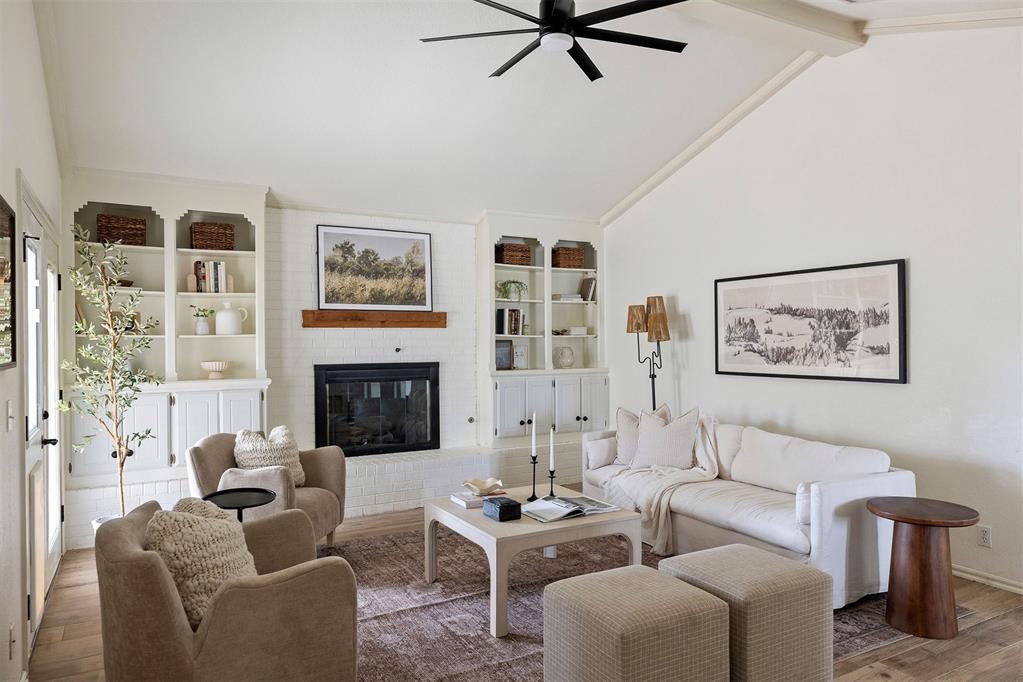 Welcome to 416 Winston Dr., located in the established Cambridge addition in West Norman...a neighborhood known for its community lake, walking trails, and park just minutes from your doorstep. Enjoy peaceful neighborhood living while still being close to everything Norman has to offer. This charming home has seen numerous updates since 2021, including new countertops, flooring, interior paint, roof, and AC, giving the home a fresh and move-in-ready feel. The living room features a vaulted ceiling with a beautiful wood beam, built-in bookcases, and a cozy gas fireplace, creating the perfect space to relax or entertain. The primary suite offers a trey ceiling, dual vanities, a soaking tub, and a separate walk-in shower, providing a comfortable retreat at the end of the day.Whether you're heading to campus, shopping along Main Street, or enjoying nearby parks and outdoor spaces, this West Norman location keeps you close to it all while preserving the charm of an established neighborhood.