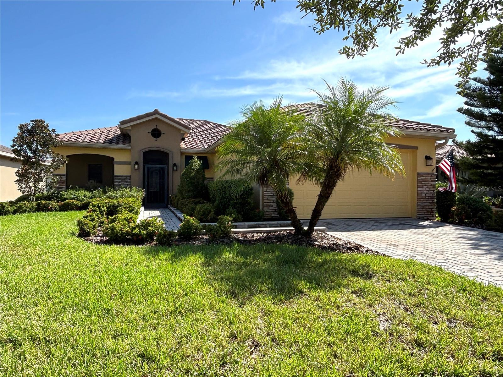 Beautiful OPEN CONCEPT Port Royal model in the Valencia subdivision of Solivita. Kitchen is open to the Great & Dining Rooms. Hot Water Heater new in 2024. HVAC with Germicidal UV Light System new in 2022. Front Door with LEADED GLASS INSERT new in 2022. 8' doors, 5.5" baseboards, ROUNDED CORNERS & DOUBLE PANE windows throughout. Ceramic TILE in all main living areas with Luxury Vinyl Plank flooring in the Den and carpet in the bedrooms. Counters in kitchen & both bathrooms were REFACED. Front of the home has ARCHITECTURAL STONE accents, BLOCK EDGING stone pavers around flower beds and the entryway is screened. Kitchen boasts Corian counters, GE SLATE FINGERPRINT RESISTANT appliances, upper cabinets with Crown Molding, PULL OUT DRAWERS in lower cabinets, SOFT CLOSE cabinet doors, SINGLE BOWL sink, pantry and RECESSED lights. PRIMARY BEDROOM has WALK IN CLOSET. Primary Bathroom has DUAL sinks, Corian counters and a WALK-IN shower. Two car garage is plumbed for a wash basin; existing wash basin is used for storage.LANAI is EXTENDED & SCREENED with concrete floor base covered with RUBBER DECKING. Exterior of home painted in 2021.
 
**See the FULL LENGTH VIDEO on Tour Link 1.** ***Solivita is an active adult 55+ community located in Kissimmee, Florida. It is approximately 50 minutes from Disney World & the Orlando International Airport. Solivita has a total of 5,470 homes. Approximately 10,000 - 11,000 people live in Solivita during the winter while approximately 7,500 live in Solivita during the summer. Enjoy your active years in this piece of paradise. Solivita's amenities include: - a manicured SOFTBALL diamond & field - 36 holes of CHAMPIONSHIP GOLF that can be played by joining the Stonegate Golf Club or paying as you go - 2 STATE of the Art AMENITY centers with updated exercise equipment, yoga studio & meeting rooms - 3 restaurants - 14 HEATED POOLS - 17 PICKLEBALL courts - 9 TENNIS courts - 4 BOCCE BALL courts - 4 SHUFFLEBOARD courts - 3 HORSESHOE pits - a BILLIARDS room - miles of bike paths - 2 DOG PARKS (Small & Large Dogs) - Corn Hole - Tot Lot PLAYGROUND - COMMUNITY GARDEN - over 250 resident clubs. The HOA: - maintains the LANDSCAPING & IRRIGATION systems in the common areas as well as at individual homesites - maintains the roads throughout the community - PROVIDES SECURITY with gate guards and mobile patrols including the Polk County Sheriff - allows AUTOMATED GATE ACCESS for residents via license plate readers - provides residents with Fiber Optic Internet & TV service.***Poinciana Lakes Plaza is a MAJOR NEW SHOPPING CENTER that opened directly across from the Solivita Main Gate in Summer of 2024. It features Sprouts Grocery, TJ MAXX, Ross, Burlington, Rack Room Shoes, 5 Below, Ulta, Outback, First Watch, 5 Guys, Urgent Care, Dentist, TD Bank, Petco & Hair Cuttery PLUS MORE TO COME.***