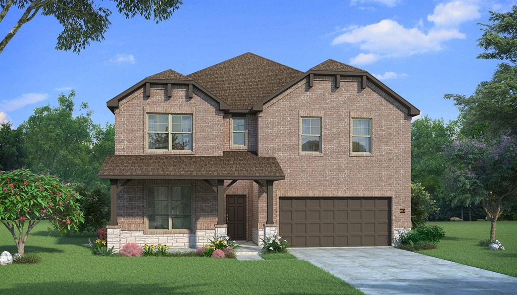 MLS# 21265749 - Built by HistoryMaker Homes - Aug 2026 completion! ~ Traditional single-family residence in Century Farms offering 2,887 sq ft, 4 bedrooms and 4 baths (3 full, 1 half). Construction in progress with estimated completion 8-31-2026. Interior includes two living areas, one dining area, open floorplan, kitchen island, decorative lighting, double vanity, and high-speed internet availability. Flooring: carpet, ceramic tile, luxury vinyl plank. Exterior features covered patio-porch, private yard, rain gutters; interior lot. 2-car garage. Central heating and central air with ceiling fans. McKinney ISD: Ruth & Harold Frazier, Johnson, McKinney North. Slab foundation; composition shingle roof.