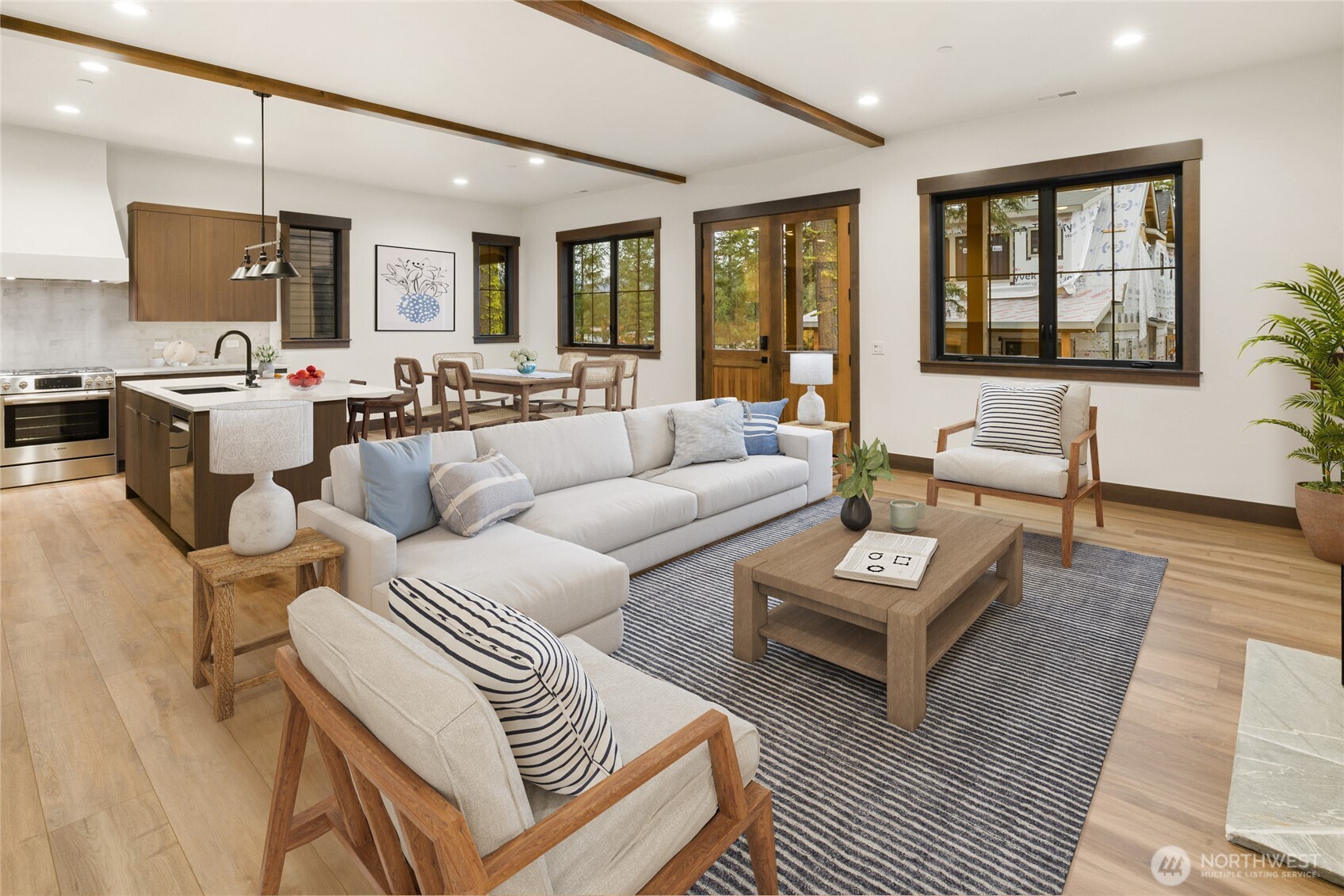 Beautiful exposed beams in the great room