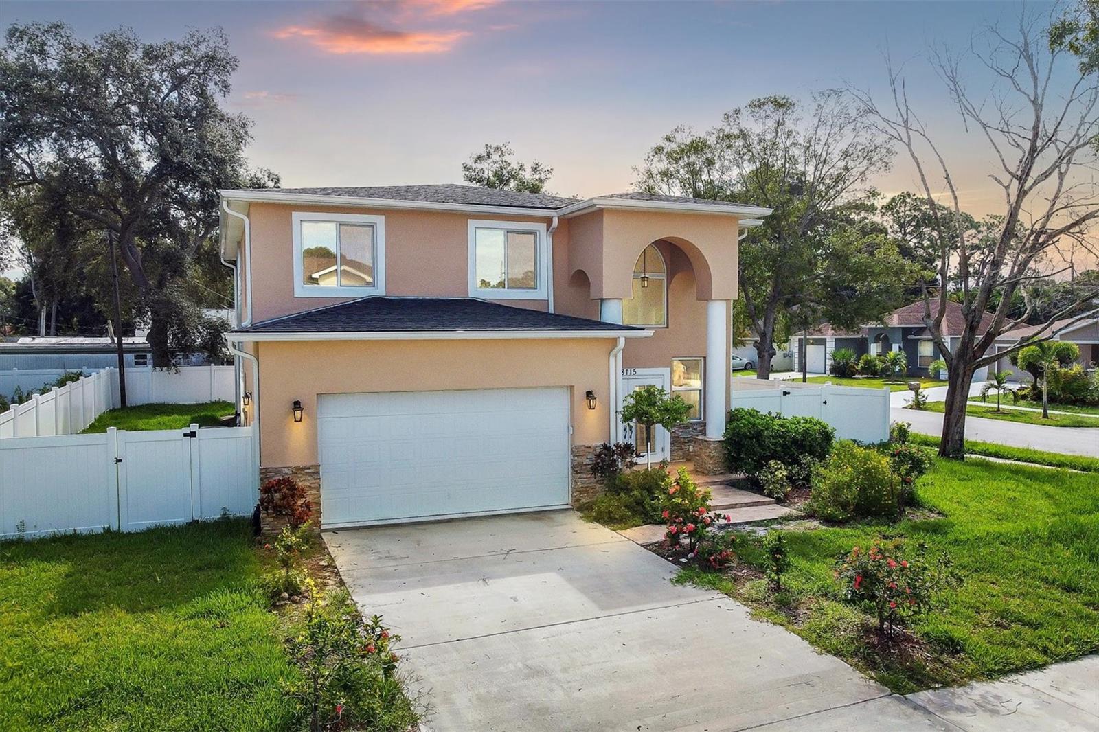 Welcome to this exceptional and rare find in the highly sought-after Pinellas Park area! This stunning 2022-built home boasts five spacious bedrooms and four beautifully appointed bathrooms, making it the perfect retreat for your family. As you step inside, you'll immediately notice the modern and updated features that make this home stand out. With double master bedrooms, each equipped with its own ensuite bathroom, you'll enjoy the utmost privacy and convenience. Imagine the luxury of having two master suites to choose from! The interior of this home is a masterpiece, featuring elegant ceramic tile flooring, lofty 10-foot ceilings that add to the sense of space and grandeur, and impact windows that provide security and energy efficiency. The kitchen is a chef's dream, showcasing gleaming granite countertops and ample space for delicious meals. Throughout the home, beautiful molding details add a touch of sophistication and character. The location couldn't be better, with shopping, parks, and schools just a stone's throw away, making daily errands and family outings a breeze. For those seeking the sun and surf, you'll be delighted to know that the famous Clearwater Beach and Madeira Beach are just a 20-minute drive away, offering endless opportunities for relaxation and recreation. If you're a traveler or frequent flyer, the Clearwater Airport is conveniently close, ensuring you're never far from your next adventure