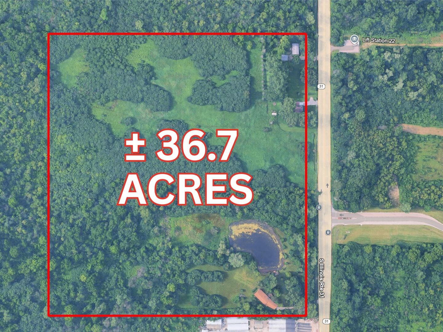 Exceptional 36.7-acre development opportunity along the Route 31 corridor between McHenry and Crystal Lake. Comprised of three contiguous parcels with approximately 1,320 feet of frontage, the property is eligible for annexation into the City of Crystal Lake and ideally positioned within the City's 2030 Comprehensive Plan. City water and sewer are located nearby on Brighton Lane, offering strong infrastructure potential for future development. The site features gently sloping topography with a natural pond providing functional drainage and attractive site characteristics. Suitable for residential, mixed-use, or office development, this represents one of the last large tracts available in Crystal Lake's primary growth corridor.
