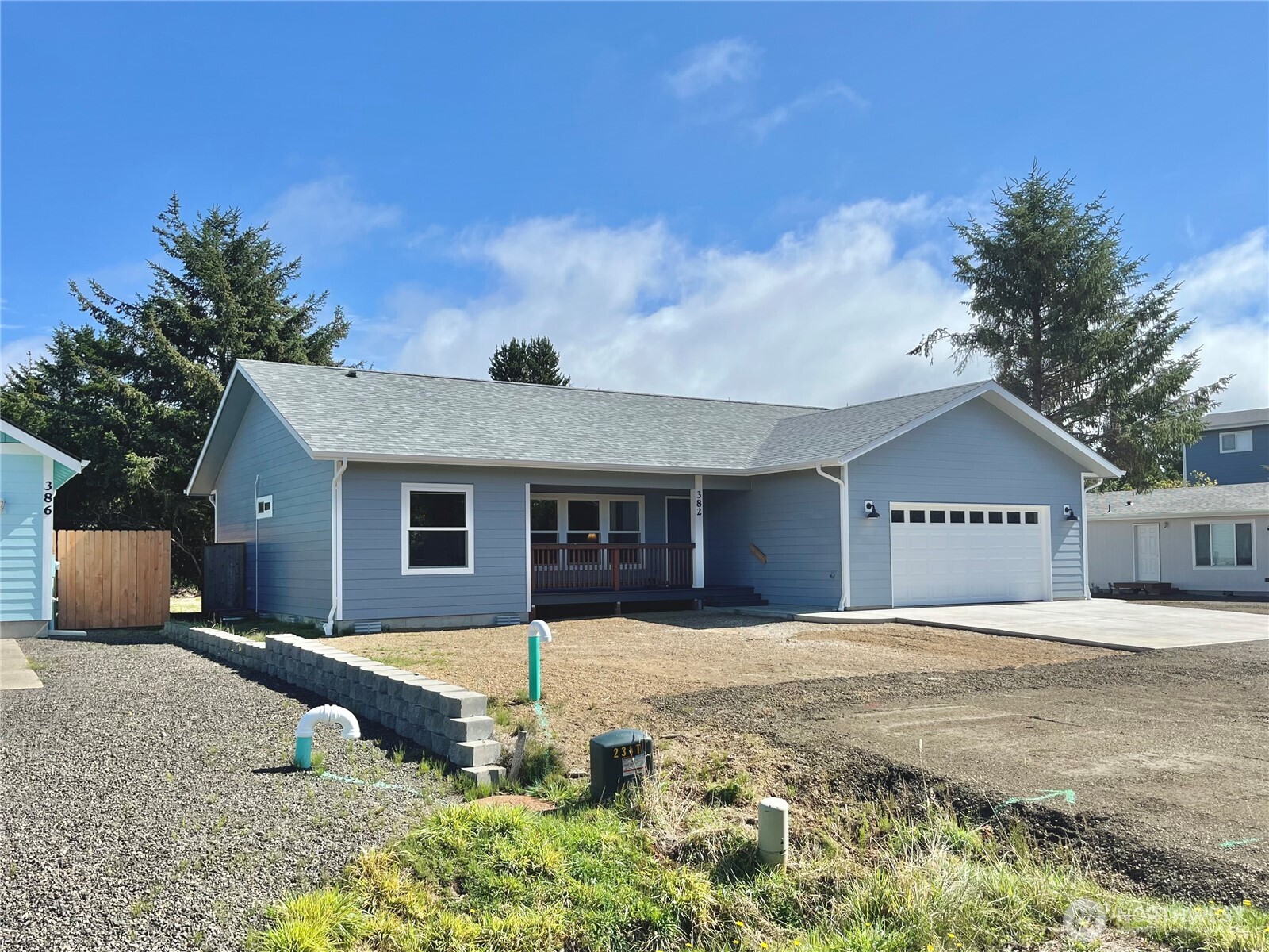 Gorgeous 2025 BUILT HOME in a Great Location near the Butterclam St Access Path. This 3 Bedroom, 1.75 Bath home is spacious w/ 1,416 sq.ft. & a large 2-car Garage. Enter into this lovely new home from the Covered Front Deck. Open Great Room design with Vaulted Ceiling and LVP flooring throughout. The beautiful Kitchen features quartz counters, Eating Bar, plenty of cabinets, & equipped with all appliances. Slider off the Dining Room leading to the Rear Deck with composite decking. Desirable split floor plan with the Large Primary Bedroom on one side & the other 2 bedrooms on the other side of the home. The Oversized Primary Bedroom has a ceiling fan, and an en-suite bathroom with a walk-in tiled-wall shower. Laundry Room (with stackable W/D) leads out to the finished Extra-Large Garage. Ask about the Builder's Warranty and Bid for Fence Install. Welcome to Ocean Shores!