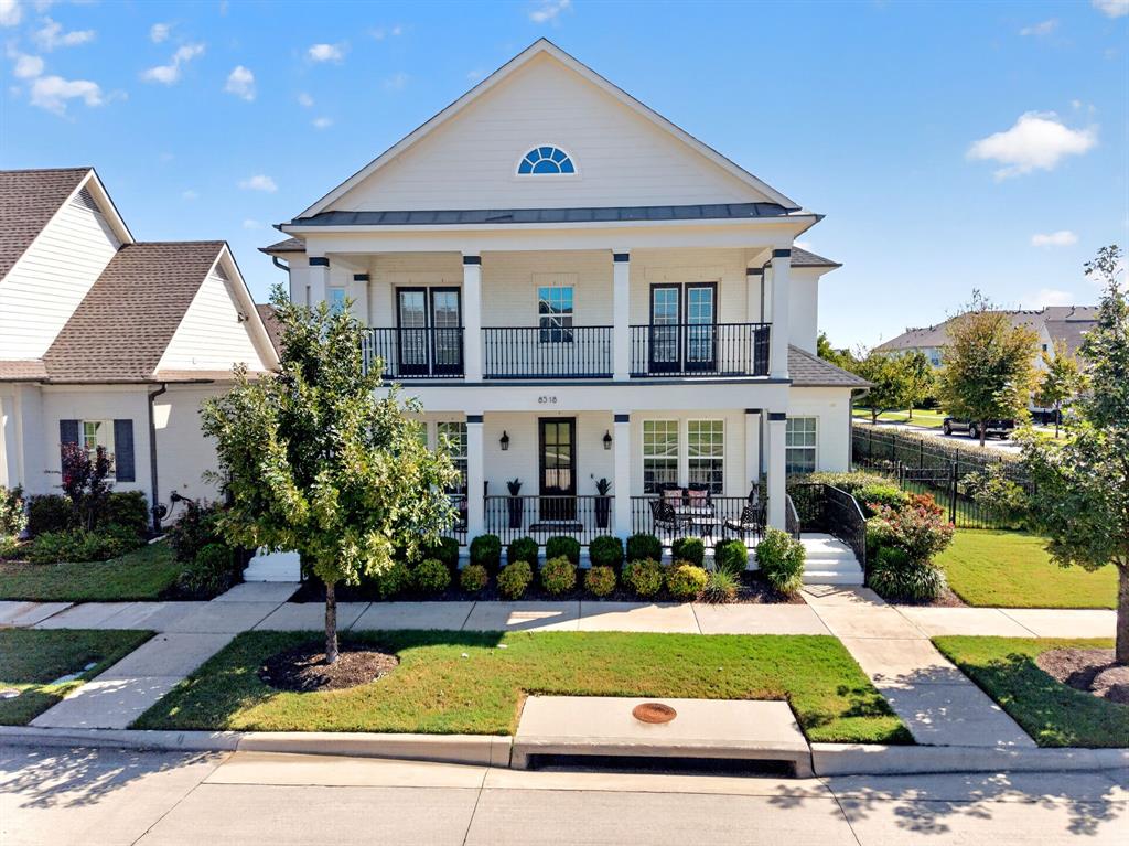 Located in the heart of Frisco's highly desirable Canals at Grand Park. This stunning barley lived in 3 bedroom, 3 ensuite, 2 half-bath home offers sophistication, comfort and low maintenance lock and leave lifestyle. Drive up to see one of the beautiful covered patio overlooking the greenbelt area. Step inside to soaring ceilings, dramatic walls of windows and rich hardwoods. This clean look appointed kitchen is an entertainers dream, featuring an expansive island, gas cooktop, vent hood, 2 ovens, microwave, abundance of counter space and all overlooking the impressive eating area with fireplace and open to living area. Retreat to the first floor primary suite complete with a spa-inspired bath, soaking tub, walk-in shower and huge oversized closet with extra storage under stairs. Upstairs, discover a second spacious primary suite and versatile living area that could be ideal for a private retreat or multigeneration living with water line available and access to the second patio. Huge media room that include the media chairs. Even the utility area impresses with second sink and plenty of counter space and cabinetry. Outdoor living truly shines with covered entertaining area featuring built in grill and refrigerator, sun deck overlooking second covered private patio area and water feature Enjoy resort style community including clubhouse, sparking pools, walking trails and optional fitness center. Perfectly positioned near HEB, The Star, Ford Center, PGA Frisco, shopping and dining. Discover the perfect combination of luxury, location and lifestyle!