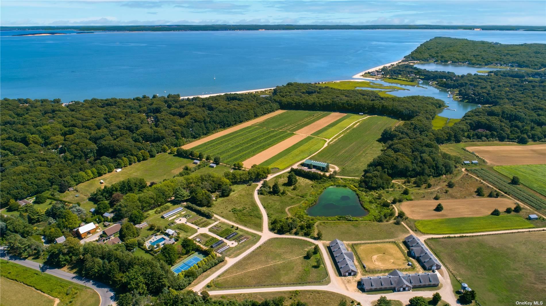 INDIAN NECK FARM: UNPARALLELED - UNRIVALED - UNSURPASSED  
Nestled along a deep-water creek on the North Fork of Long Island lies a once-in-a-lifetime, 148-acre waterfront estate. The perfect sanctuary for you and your guests to escape the frantic pace of everyday life. This extraordinary legacy assemblage is also refuge for an abundance of wildlife, including quail, pheasant, songbirds, owl, and red-tailed hawks. Spring and Summer offer some of the best fishing on the Island. Simply leave from your 60' floating dock located on a sheltered cove along the east end of the property, which also has the designation from New York State, to harvest shellfish on a year-round basis. There is a 60-acre certified organic farm which includes a chef's variety garden, an attached apothecary and greenhouse. The latest infrastructure includes solar technology, state-of-the-art cooling, and vegetable washing equipment. 20 acres of pasture for production and resident animals completes your farm to table experience. Lifestyle activities you and your guests can expect range from a "short game" golf course, full practice putting green, simulator barn, tennis, swimming, hunting, and fishing. A state-of-the-art fitness and wellness barn, include a Pilates reformer, indoor cycling with a video wall, free weights and strength training equipment, a hyperbaric chamber, cryo-unit, ColdTub, infrared sauna and more. Indian Neck Farm accommodations offer the ultimate in privacy and unsurpassed comfort. Unplug, relax and simply be, uninterrupted. Rustic simplicity and extraordinary luxury offer a unique and memorable experience. Nature is the backdrop and sets the tone for you and your guests. Blending comfort and style, with multiple ensuite guest rooms, common areas, and fireplace lounges. Enjoy exceptional meals from the main house gourmet kitchen or make pizzas in your pizza oven at the poolside bar and grill. Indian Neck Farm, make this your dream come true. This Could Be You!