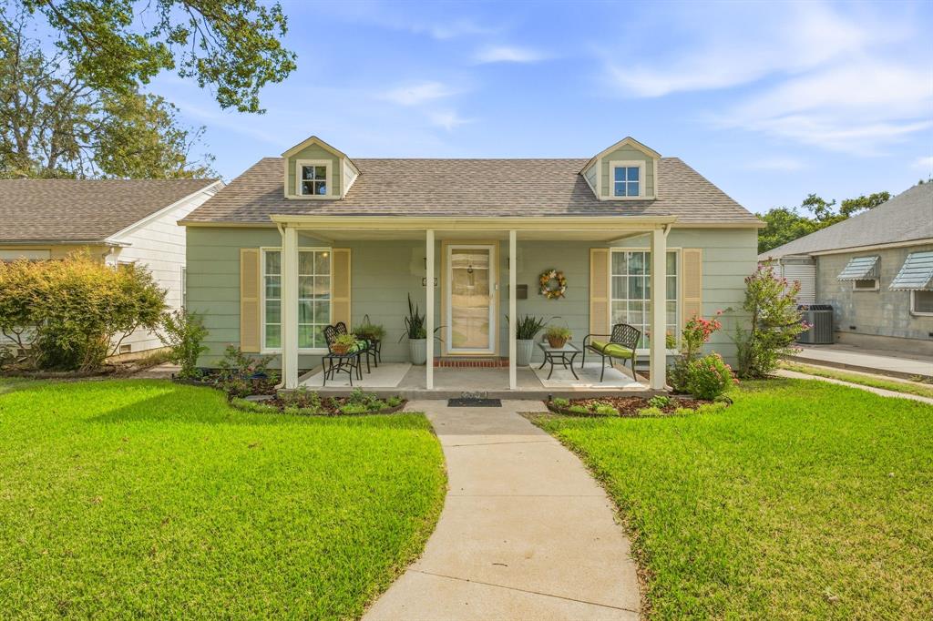 Welcome to 4309 Lovell, a charming two-bedroom, one-bath cottage in Fort Worth’s Alamo Heights neighborhood. A covered front porch offers space to enjoy your morning coffee or unwind at the end of the day. Inside, original hardwood floors bring warmth and character, with tile flooring in the kitchen and bathroom. The approximately 1,351-square-foot layout includes a spacious living room and separate dining area, offering room for everyday living and entertaining. Abundant windows fill the home with natural light.The updated kitchen features granite countertops, a built-in microwave, and tile backsplash. A window above the sink overlooks the backyard, keeping outdoor activities in view while you prepare meals. Custom cabinetry in the butler’s pantry area beside the laundry closet provides additional storage. The generously sized primary bedroom offers two closets, while multiple windows brighten both bedrooms. A large cedar closet in the hallway provides additional storage. The updated bathroom features granite countertops and custom cabinetry with ample storage.Outside, the spacious, fenced backyard offers room for gatherings, pets, and play, with multiple raised garden beds ready for your next gardening project. A detached one-car garage provides additional storage and space for a small workshop.Located just south of I-30, this home offers convenient access to downtown Fort Worth, the Cultural District, Dickies Arena, the Fort Worth Botanic Garden, and shopping and dining at Clearfork. Cottage charm, thoughtful updates, and inviting outdoor spaces make this a welcoming place to call home.