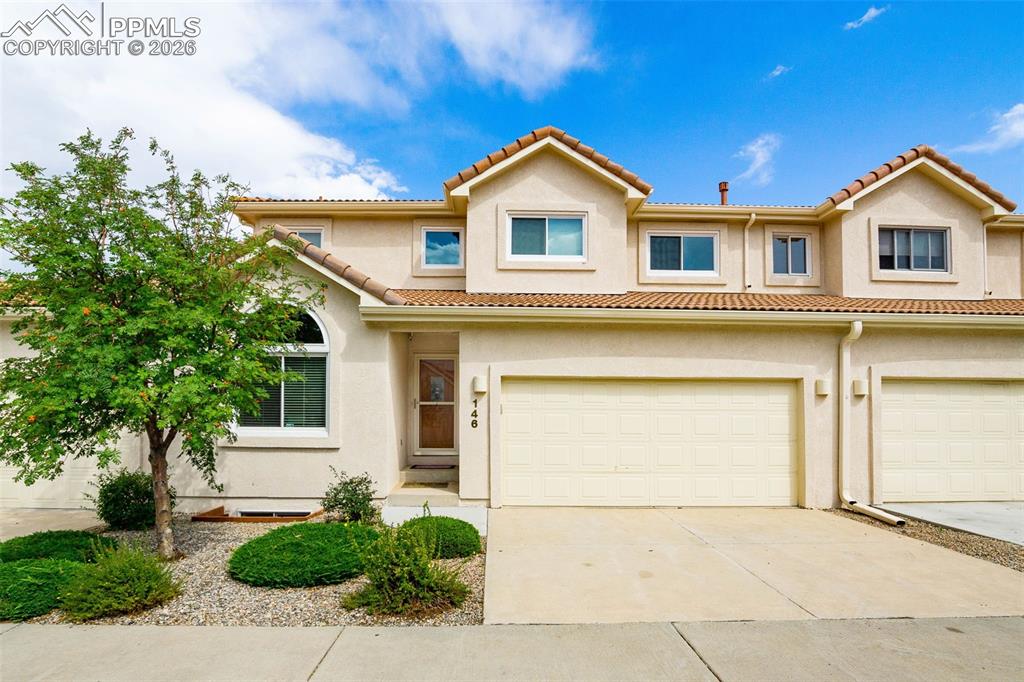 Excellent primary or secondary home * AMAZING location to I-25 and the USAFA North Gate * UPPER LEVEL (1,060 sq ft.): 3 bedrooms and 2 baths to include a large primary bedroom with walk-out deck -2 closets and 5-piece ensuite with stand-up shower/2 sinks/toilet and jetted tub * MAIN LEVEL (1,182 sq ft.): Separate Office w/ French doors - Dining Room - Great Kitchen with Stainless steel Refrigerator, Gas Stove, Built-In Microwave, Dishwasher, Granite Countertops, Oak Cabinets, Separate eating space, Lare Family room with access to a large deck, Gas Fireplace, Vaulted ceiling, Laundry room and 3rd bath with Tub/shower, toilet and sink * BASEMENT(1182 sq ft), Unfinished, 4 full egress windows, Gas Water Heater, Furnace and AC * Attached 2-car garage * Community Guest Parking *Quiet community * Owners used the home part time while daughter attended USAFA *