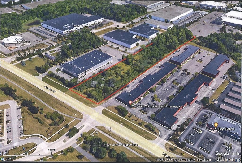 Rare industrial parcel in Plymouth Township. Current zoning is IND (Industrial), master planned
light industrial. Many possible uses, including PUD (Planned Unit Development) which could allow for a Hotel (see the Plymouth Township PUD Document), self-storage with special land use permitted for outdoor/outside storage, childcare facilities, and much more. Please see Plymouth Township IND Zoning Ordinance (Article XV) for more information on zoning. Water and sewer available along 5 Mile Road. SEMCOG AADT (Annual Average Daily Traffic): M-14: ~40,100, Beck Road: ~33,200, and Five Mile Road: ~16,200. All data approximate and should be verified.