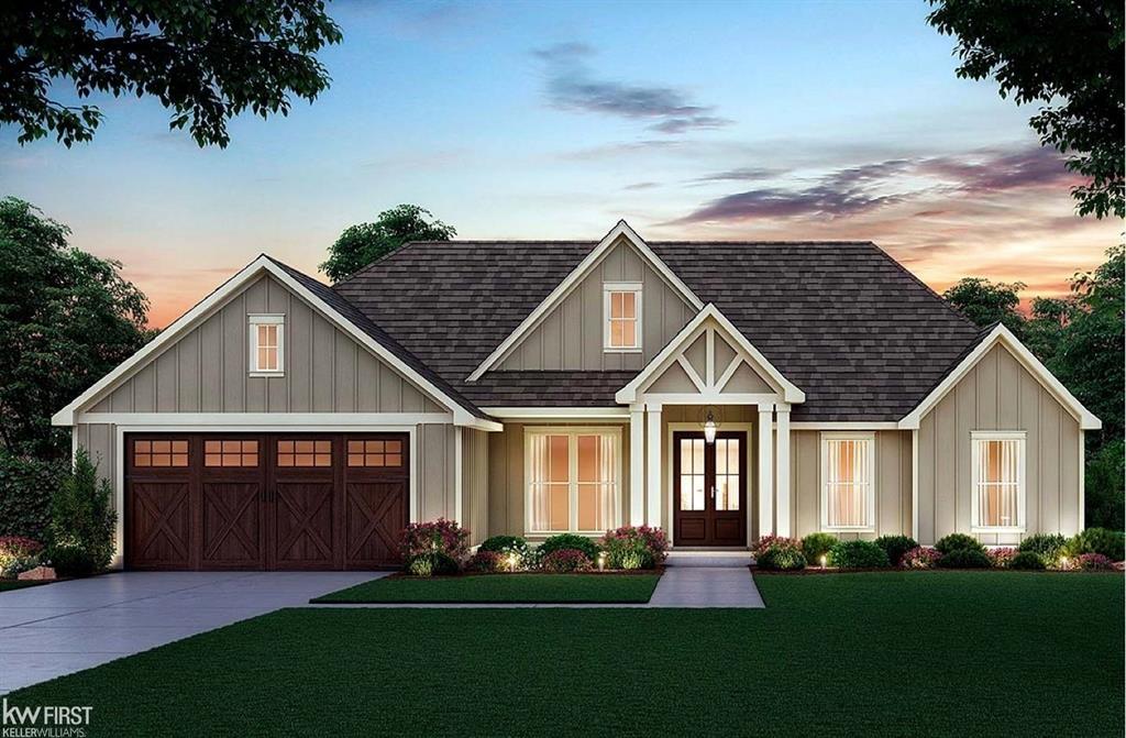 Is there a 4-bed ranch in the Oaks of Tyrone under $620K? Yes - the proposed Firethorn plan on Timber Trail in Fenton offers 1,950 square feet of modern comfort on a wooded 1-acre lot, with premium standard finishes, flexible design, and Grand Opening Incentives through year-end. This 4-bedroom, 2-bath ranch features a wide-open floor plan with 9-foot ceilings, a tray-ceiling Great Room, and a seamless kitchen-dining-living layout ideal for daily life and entertaining. The designer kitchen includes granite countertops, a large center island, stainless undermount sink, and soft-close wood cabinetry. A split-bedroom layout gives privacy to the luxurious primary suite, which includes a tiled 5-foot shower, dual sinks, private commode, and walk-in closet. Bedrooms 2 and 3 share a full bath while Bedroom 4 offers flexibility as a home office or guest space. Durable LVT flooring runs through the foyer, kitchen, dining, and primary bath. Additional features include: gas fireplace, energy-efficient 96+ CARRIER furnace, 2x6 construction, custom trim, and a front-entry 2-car garage with direct mudroom access. Enjoy the covered porch and private backyard views in this wooded setting. Every homesite in the Oaks of Tyrone offers a full acre or more, surrounded by natural beauty. Buyers can personalize the Firethorn with finish choices or floor plan tweaks. This is your entry point to one of Fenton's most desirable new communities, with easy access to US-23, downtown Fenton, and award-winning schools. Customize now and lock in Grand Opening Incentives with a deposit before December 31. Built by Big Sky Development.