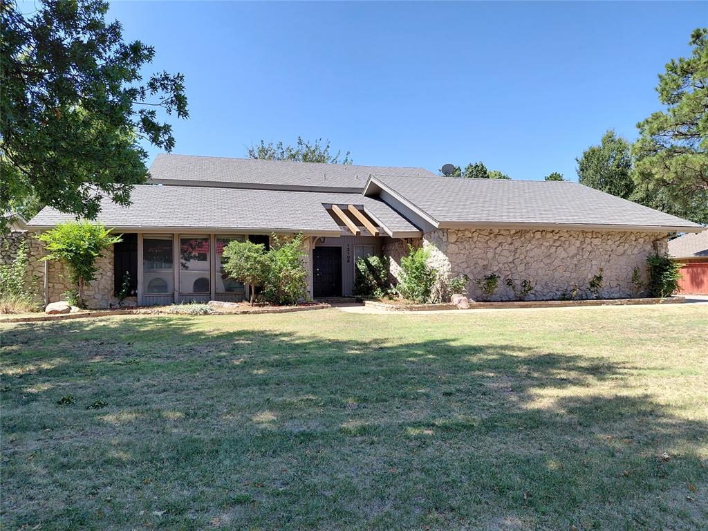 Welcome to the timeless elegance of this beautiful mid-century modern home, perfectly situated on The Greens Golf Course, 10th hole. As you pull up to the front of the home, you are greeted by an expansive front yard with mature trees and flower beds lining the exterior. Inside you will be greeted by an expansive staircase, open foyer and glass windows to a side courtyard. Off the front entrance, the extra living space/theatre room is perfect for movie nights or gaming sessions. As you enter the main living area, you'll experience the openness to the kitchen and wet bar, great for entertaining. Enjoy the office with a sliding door and access to the downstairs bathroom. The separate formal dining area is great for having an intimate dinner party. The kitchen has double ovens, extra storage space, and quartz counters overlooking the back patio and golf course. Tons of storage and cabinet space for all of your needs. Upstairs you will find all of the bedrooms, including the primary that has a sliding door to the 2nd floor deck overlooking the golf course. As you go out the back door, you are greeted by the outdoor kitchen, entertaining area, inground pool. With this location right off Kilpatrick Turnpike, Hefner Parkway and so close to restaurants & entertainment, Mercy Complex and Heart Hospital this won't last long.