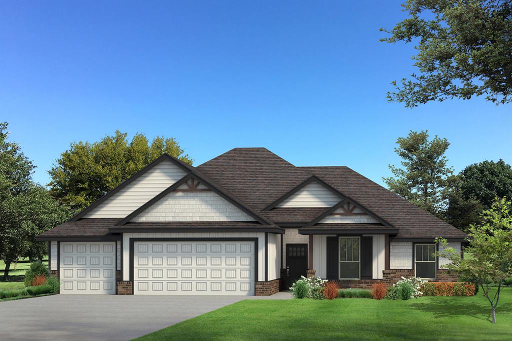 This Hazel A2 floor plan has a total of 2,095 Sqft for living space, including 1,900 Sqft of indoor living and 220 Sqft of outdoor living that features a wood-burning fireplace, a gas line, and a TV hookup! This immaculate home offers 4 bedrooms, 2 full bathrooms, covered patios, a utility room, and a 3-car garage with an in-ground storm shelter installed. The great room presents a beautiful coffered ceiling with a ceiling fan, a gorgeous corner gas fireplace with our stacked stone detail, large 7’ windows, rocker switches throughout, and elegant wood-look tile. The high-end kitchen has stainless-steel appliances, including a 5-burner cooktop, decorative tile backsplash, custom-built cabinets to the ceiling with under cabinet lighting and cabinet hardware installed throughout, a large corner pantry, 3 CM countertops, more wood look tile, stunning pendant lighting, and an oversized center island that holds a spacious sink, a dishwasher, and a trash can pullout. The primary suite spotlights a sloped ceiling detail with a ceiling fan, windows, and our cozy carpet finish. The spa-like prime bath has a free-standing tub, a dual sink vanity with framed mirrors, 3 CM countertops, a European walk-in shower, a private water closet, and a huge walk-in closet with horizontal and vertical storage opportunities. Secondary bedrooms feature high ceilings with ceiling fans, sizeable closets, windows, and carpeted flooring. Other amenities for this energy efficient home include a tankless water heater, a fresh air ventilation system, R-44 and R-15 insulation, and so much MORE!