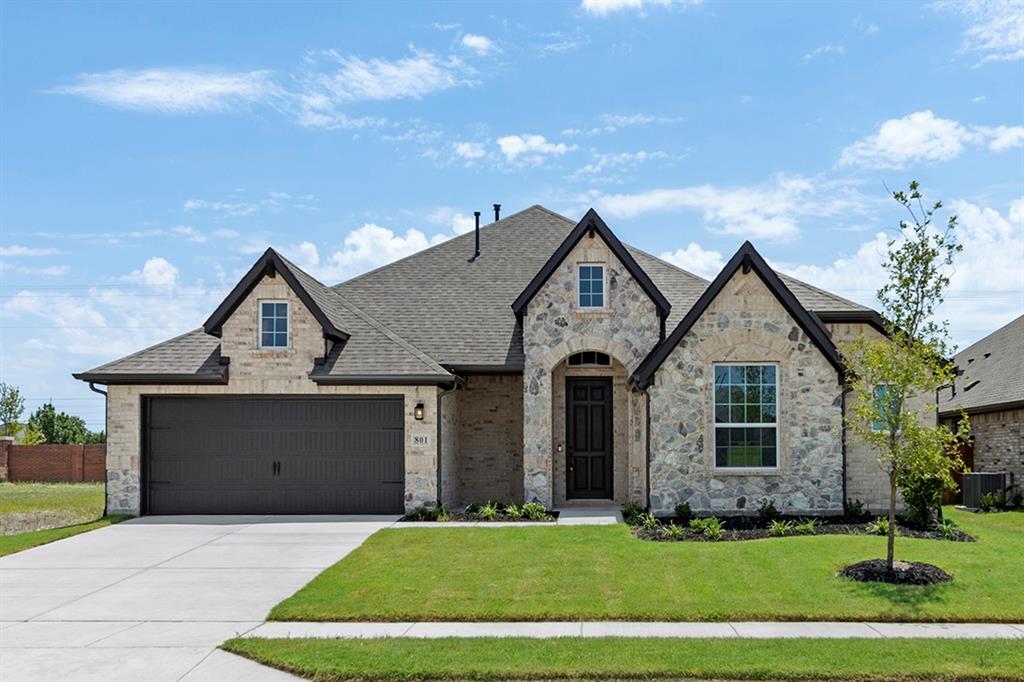 MLS# 21228476 - Built by Pacesetter Homes - Ready Now! ~ 801 Trinity Street features the Fairview I floor plan, offering comfortable one-story living with 3 bedrooms and 2 bathrooms. At the heart of the home, a deluxe kitchen with quartz countertops and stainless steel appliances opens into the spacious family room. A cozy fireplace and transom windows enhance the family room, while the 12' ceiling adds a gorgeous touch. The home also includes a versatile media,game room flex space, ideal for entertainment or quiet retreats. An extended covered patio—complete with LED disk lighting and a gas drop for exterior cooking—creates the perfect outdoor gathering area. Additional upgrades include LED lighting in the family room, brushed nickel light fixtures, and pre-wiring for a wall-mounted TV. Completing the home, full gutters around the entire house offer practical protection and long-term ease of maintenance.