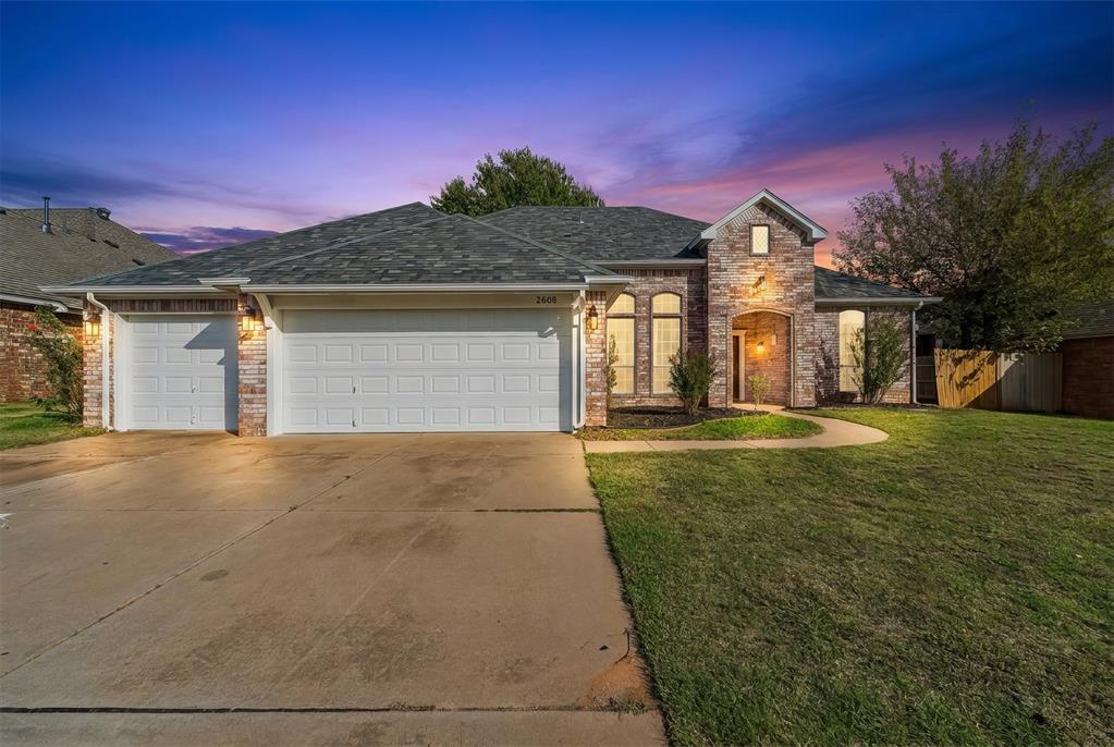 Welcome to 2608 Kingsley Ln in the desirable Westbrooke Estates neighborhood! This stunning, fully remodeled home offers 3 bedrooms, 2 bathrooms, a separate dedicated office, and a spacious 3-car garage. Located within the Mustang School District, this home is loaded with beautiful finishes, thoughtful details, and upgrades throughout.Step inside to find a beautifully transformed interior featuring gorgeous woodwork, stylish finishes, and a thoughtfully designed layout. The kitchen is a standout feature, complete with beautiful quartz countertops, brand-new appliances, and elegant details that elevate the entire space. Both bathrooms have been tastefully remodeled with designer-inspired finishes, including eye-catching checkered tile flooring that continues into the laundry room. The spacious primary suite features a beautifully designed bathroom with a double vanity, stunning wall backsplash, and a generous walk-in closet.Beyond the main living areas, you'll find a dedicated office and a charming sunroom, offering additional space to relax, entertain, or enjoy natural light year-round. Every detail throughout the home has been carefully considered, creating a cohesive and inviting atmosphere.Major highlights include a brand-new roof and a 2025 HVAC system, providing added peace of mind alongside the extensive interior renovations. With its beautiful craftsmanship, standout finishes, versatile floor plan, and desirable Westbrooke Estates location, this home truly has it all!