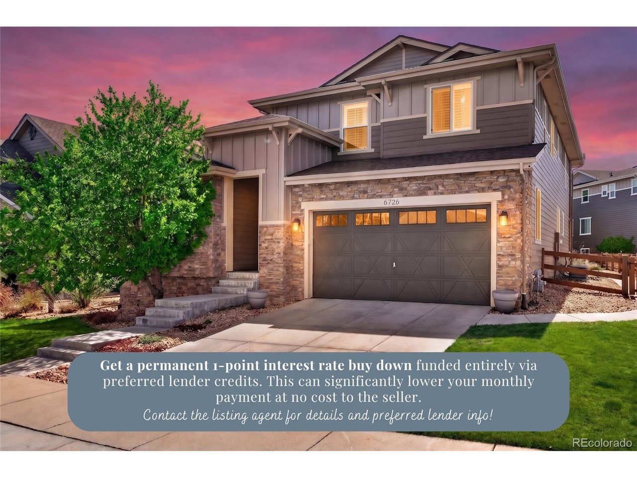 A permanent 1-point interest rate buy down, offered by our pref lender enhances the value of this thoughtfully designed Southshore home, now offered at $809,000. With 5 bedrooms, 4 bathrooms, more than 4,100 square feet, a finished basement and a 3-car tandem garage, 6726 S Quantock Way pairs generous space with refined finishes and inviting places to gather.Soaring ceilings, hardwood floors and large windows set an elegant tone on the open main level. The spacious kitchen features granite countertops, white cabinetry, stainless steel appliances and an oversized island. A double-sided brick gas fireplace adds warmth and architectural character, while the professionally designed lounge with built-in wet bar and private courtyard creates a memorable setting for entertaining.A dedicated main-floor office and upstairs loft offer flexibility for work or relaxation. The primary suite provides a restful retreat with a walk-in closet and beautifully updated bath featuring quartz counters, dual vanities, reclaimed wood accents and an oversized dual-head shower. Two additional upstairs bedrooms and two finished basement bedrooms offer comfortable space for family and guests.The finished basement's large recreation area accommodates movies, games, fitness or a second living room. Outside, the intimate courtyard and covered backyard patio invite relaxed dining and quiet evenings.Enjoy Southshore's Lakehouse and Lighthouse, pools, fitness facilities, parks, playgrounds, ponds and trails, plus nearby Aurora Reservoir recreation. At its new price, this home offers a compelling blend of distinctive design, everyday comfort and Southshore living.**Get a permanent 1-point interest rate buy down funded entirely via preferred lender credits. This can significantly lower your monthly payment at no cost to the seller. Contact the listing agent for details and preferred lender info**