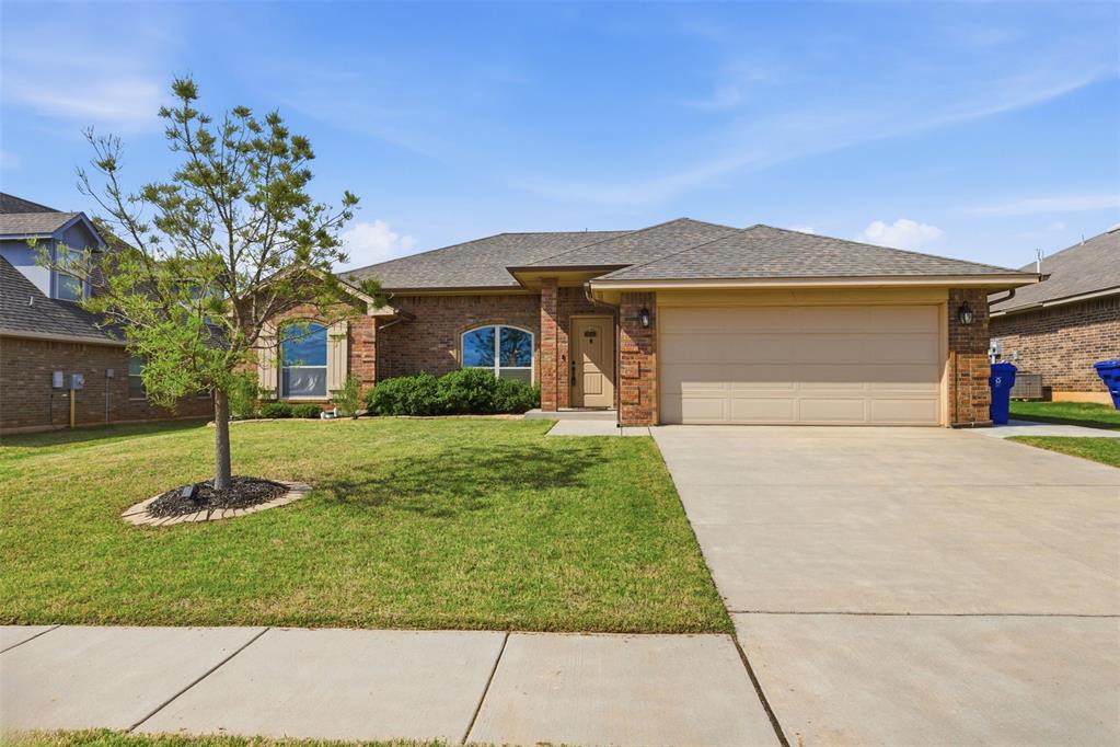 Welcome to this charming 3-bedroom, 2-bathroom home offering 1,565 square feet of comfortable living space in the Bellatona community. This thoughtfully upgraded property boasts a fully landscaped yard and features full gutters around the entire exterior. Step outside to enjoy the extended concrete back patio, providing ample space for outdoor relaxation, along with a convenient concrete extension on the side of the house. Inside, the home is equipped with modern smart home technology, including a Nest doorbell and a Nest thermostat, plus ceiling fans in every bedroom for year-round comfort. The location is exceptional, positioned just a brief walk from the neighborhood park, which features a playground and a pickleball court. Commuting and weekend recreation are effortless with just a 10 to 15-minute drive to the University of Oklahoma (OU) campus, a 15-minute drive to Lake Thunderbird, and quick, easy access to both Highway 9 and I-35.