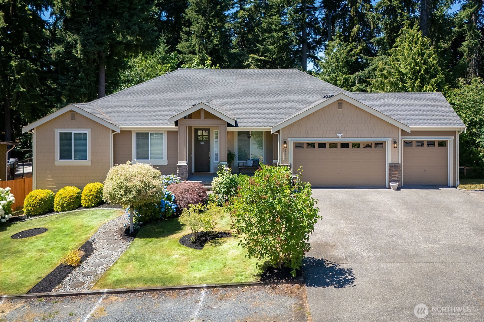 Very Clean & Bright newer Brier home with Rare Floor plan. This home features an open Entryway that opens up to the Office/5th Flex Bdrm, Formal Dining, Kitchen & Great room w/Gas Fireplace. Generous sized 4 bdrms w/optional 5th Flex Bdrm/Office w/Closet & Primary Bdrm on Main. Kitchen incl SS appl, Slab Granite w/full ht backsplash & walk-in pantry. Optional Multi-generational living w/Large suite & separate entrance w/opt to enhance further. New Carpet, New Paint, New Bath Fixtures. Lots of Extras incl Crown mldg, Central A/C, 2 Water Heaters, 3-car garage, Built-in outdoor storage, extra front parking, Expansive Lot/Yard with Plans/Permits for Large 2-Level Shop/Garage w/add'l Driveway in the Backyard & much more. Move In Ready. Must See